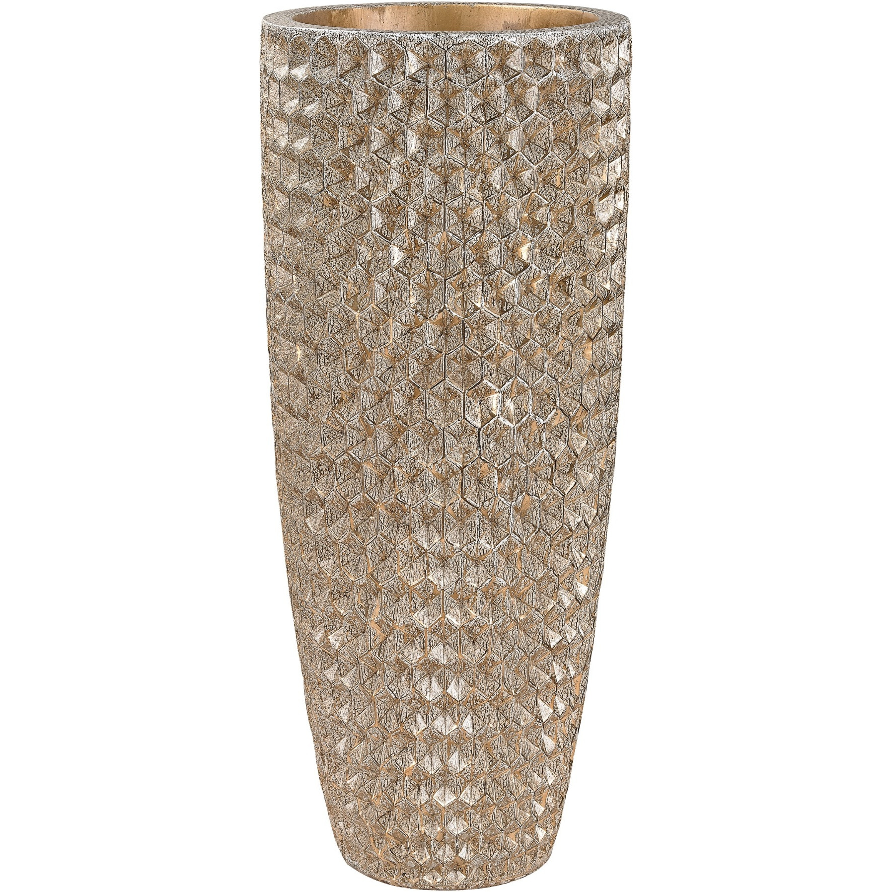 Geometric Textured Vase - Gold