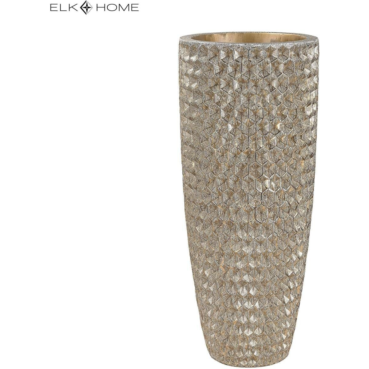 Geometric Textured Vase - Gold
