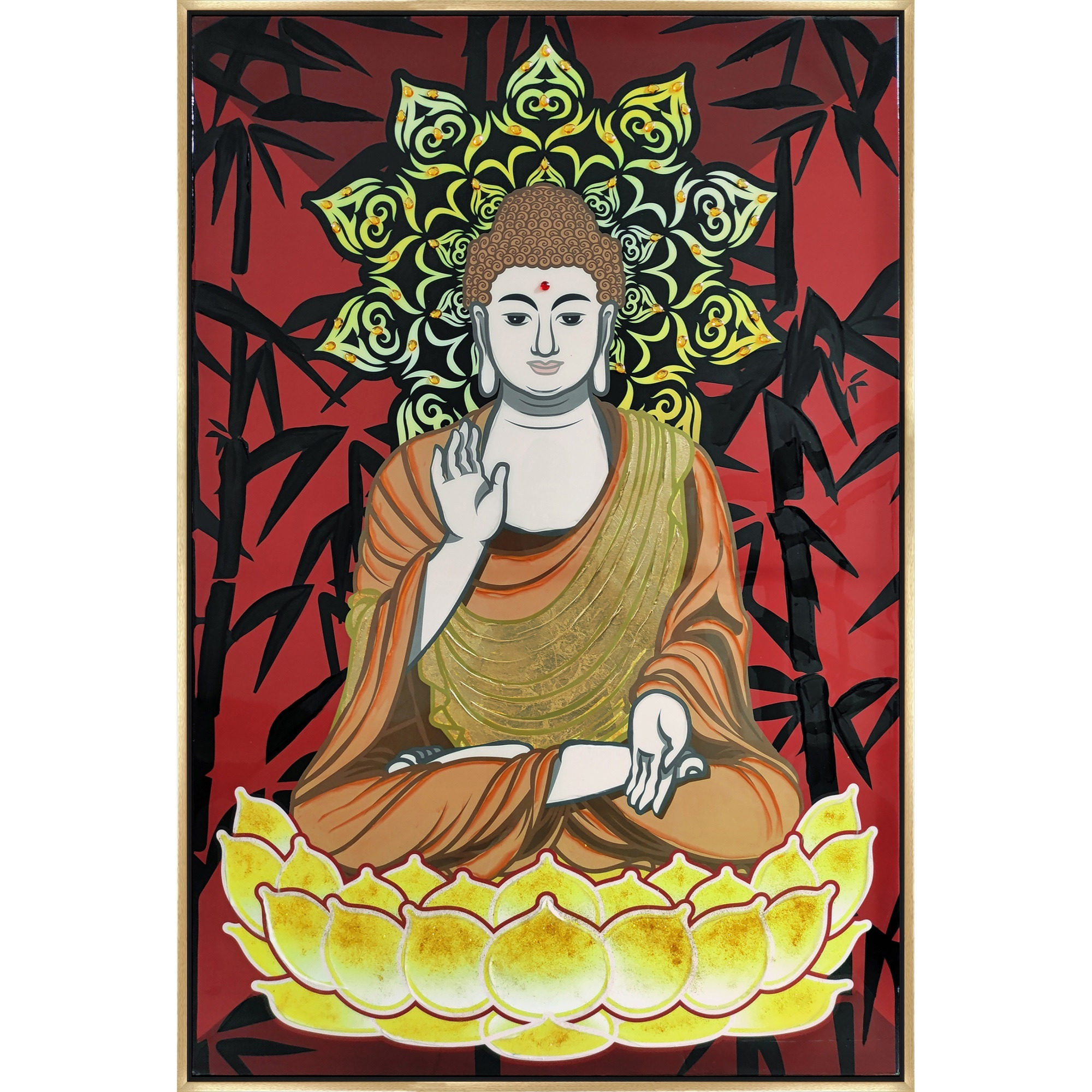 Budda Hand Painted Framed Decorative Painting