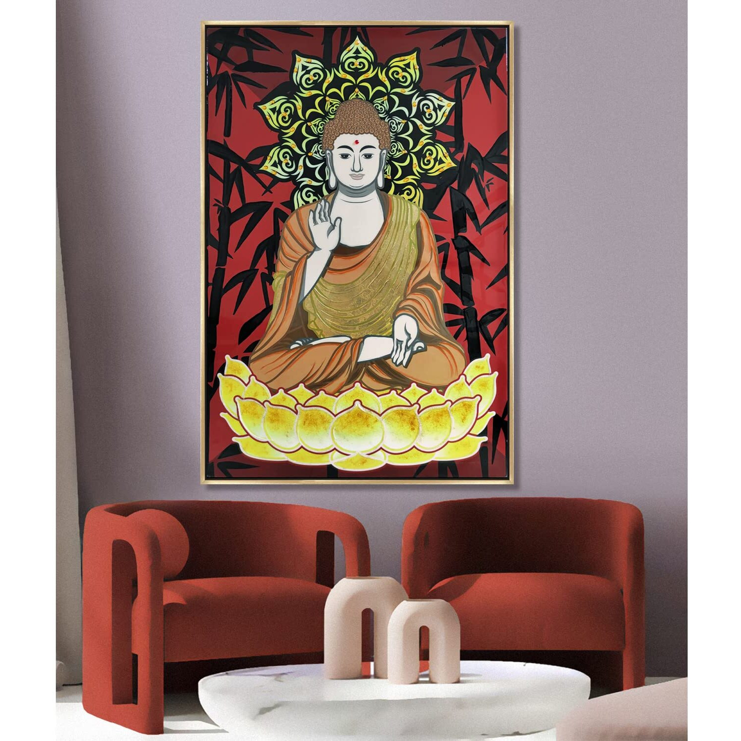 Budda Hand Painted Framed Decorative Painting
