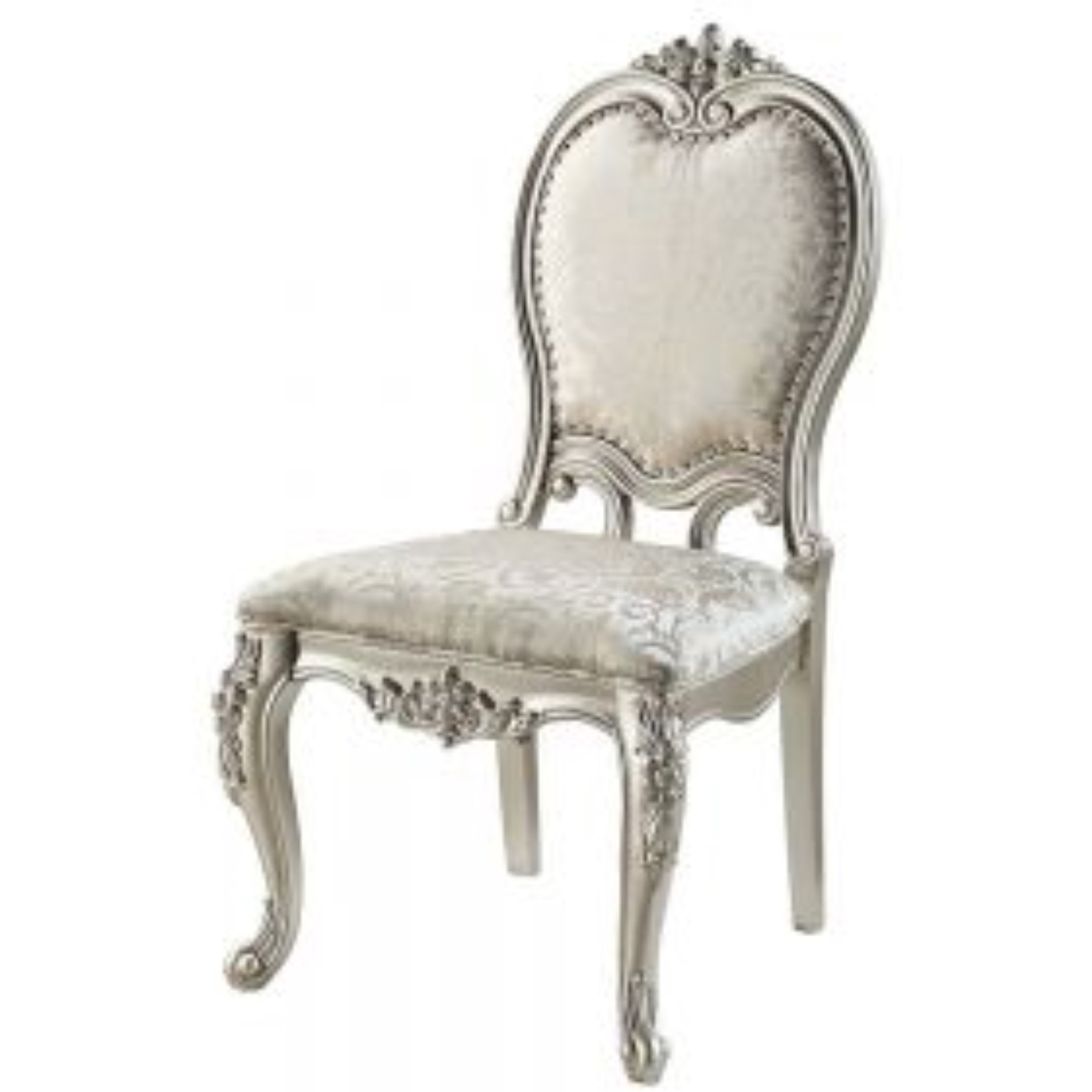 ACME Bently Side Chair(Set-2), Fabric & Champagne Finish