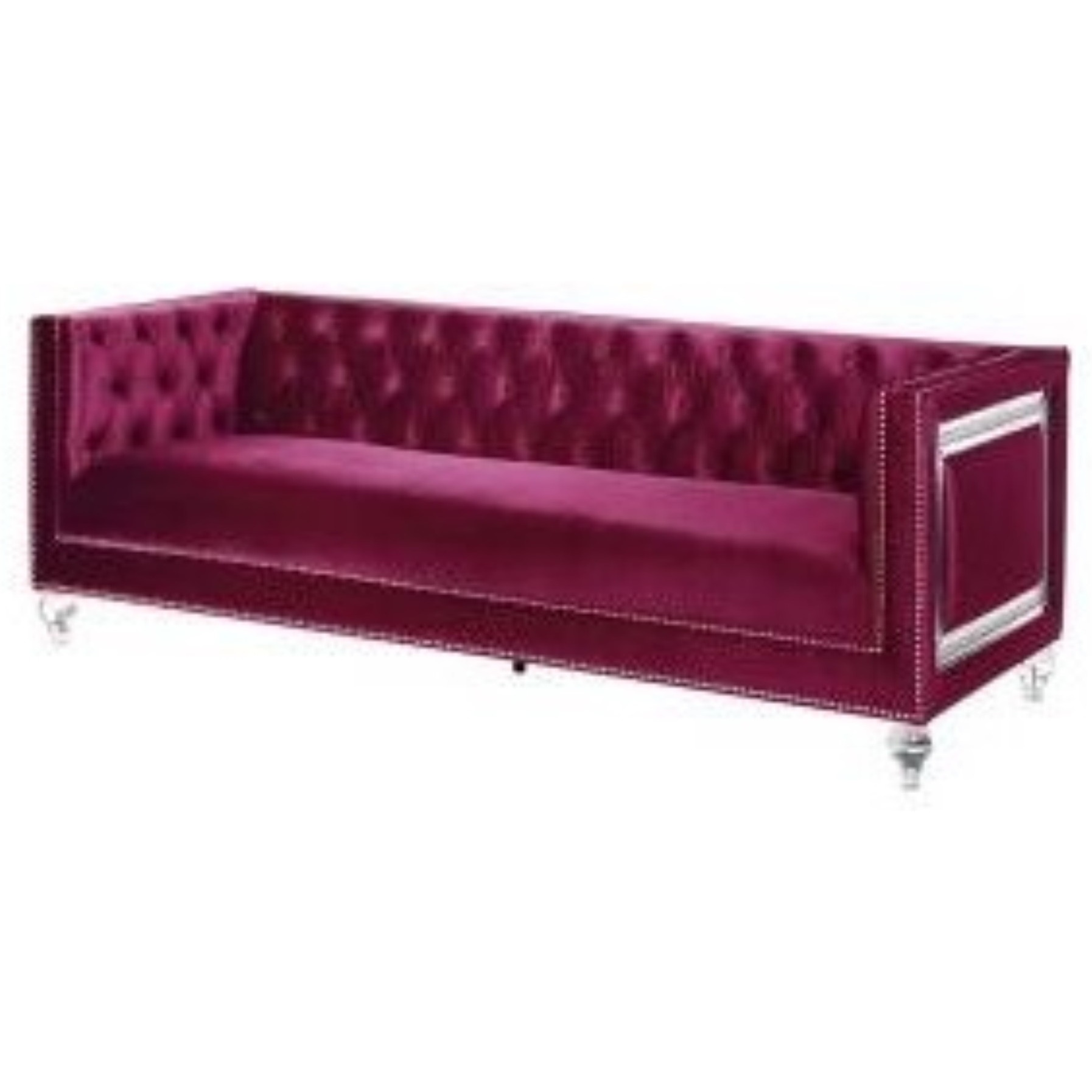 ACME Heibero Sofa w/2 Pillows, Burgundy Velvet