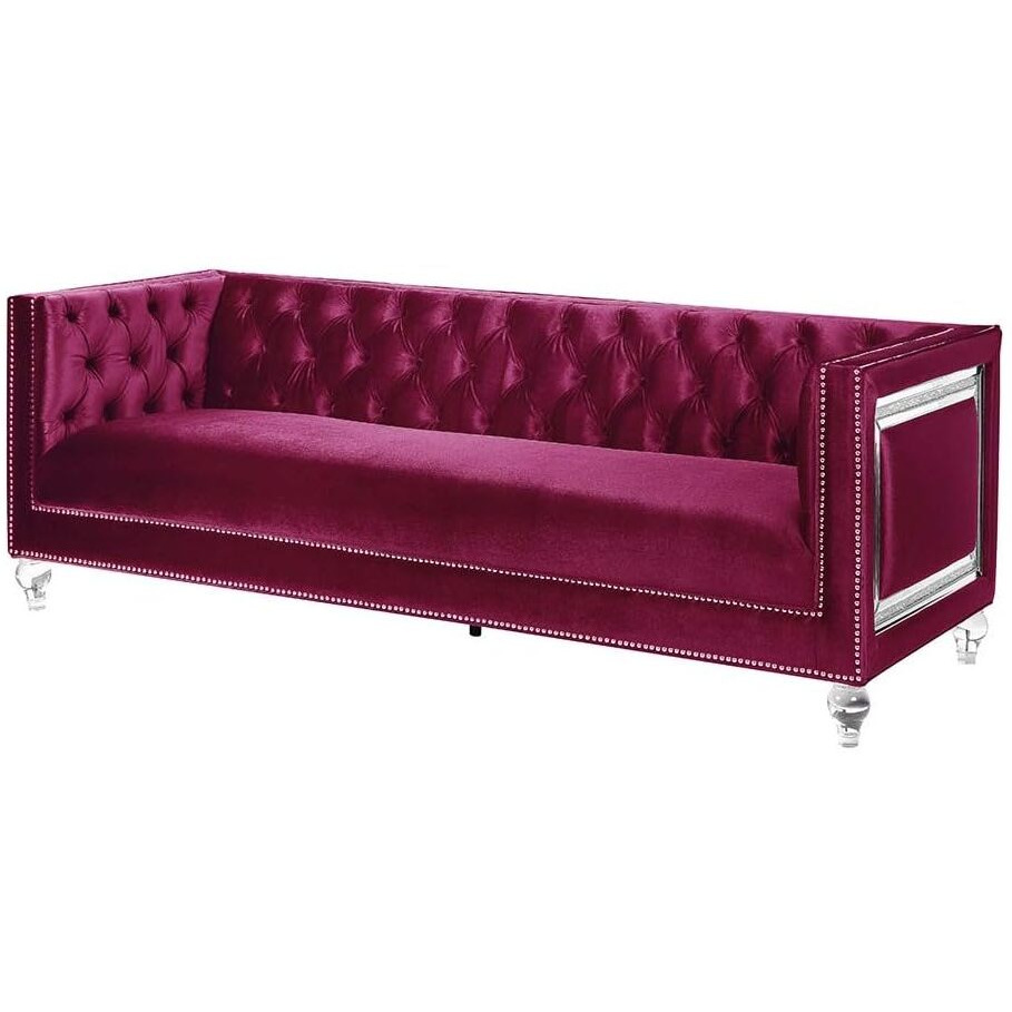 ACME Heibero Sofa w/2 Pillows, Burgundy Velvet