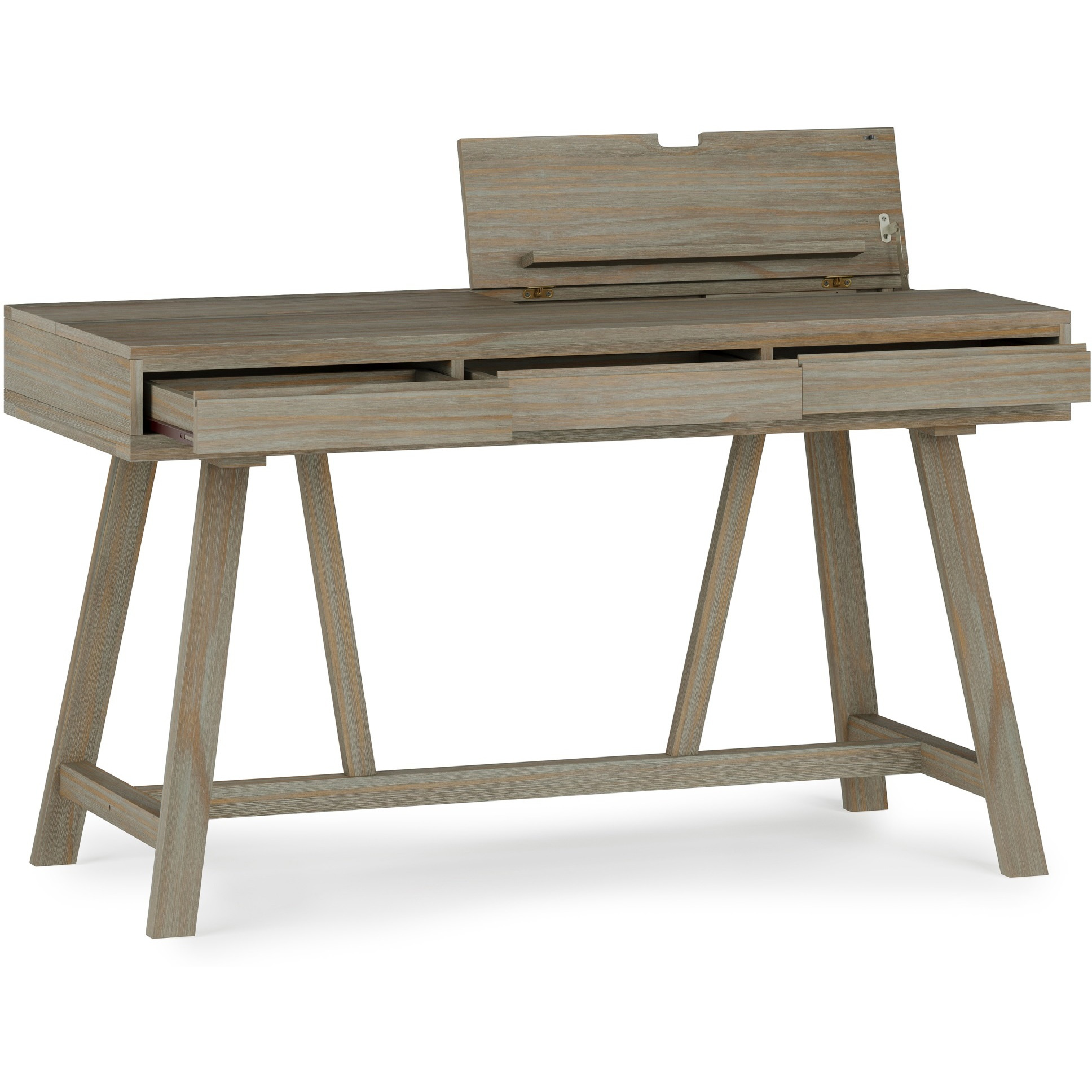 Bowman SOLID WOOD Flip Up Desk in Distressed Grey