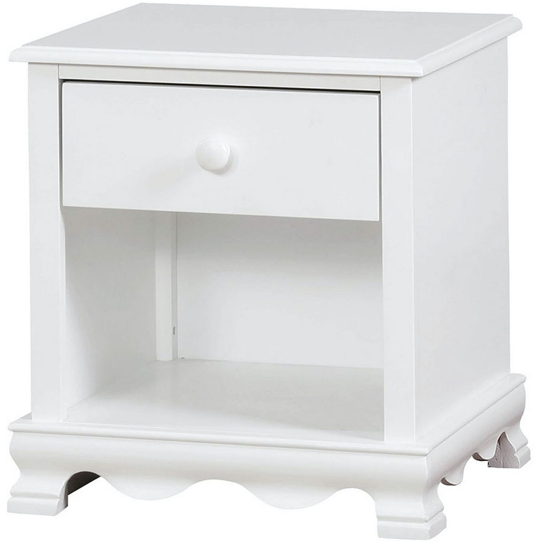 Nightstand with 1 Drawer and 1 Open Shelf, White