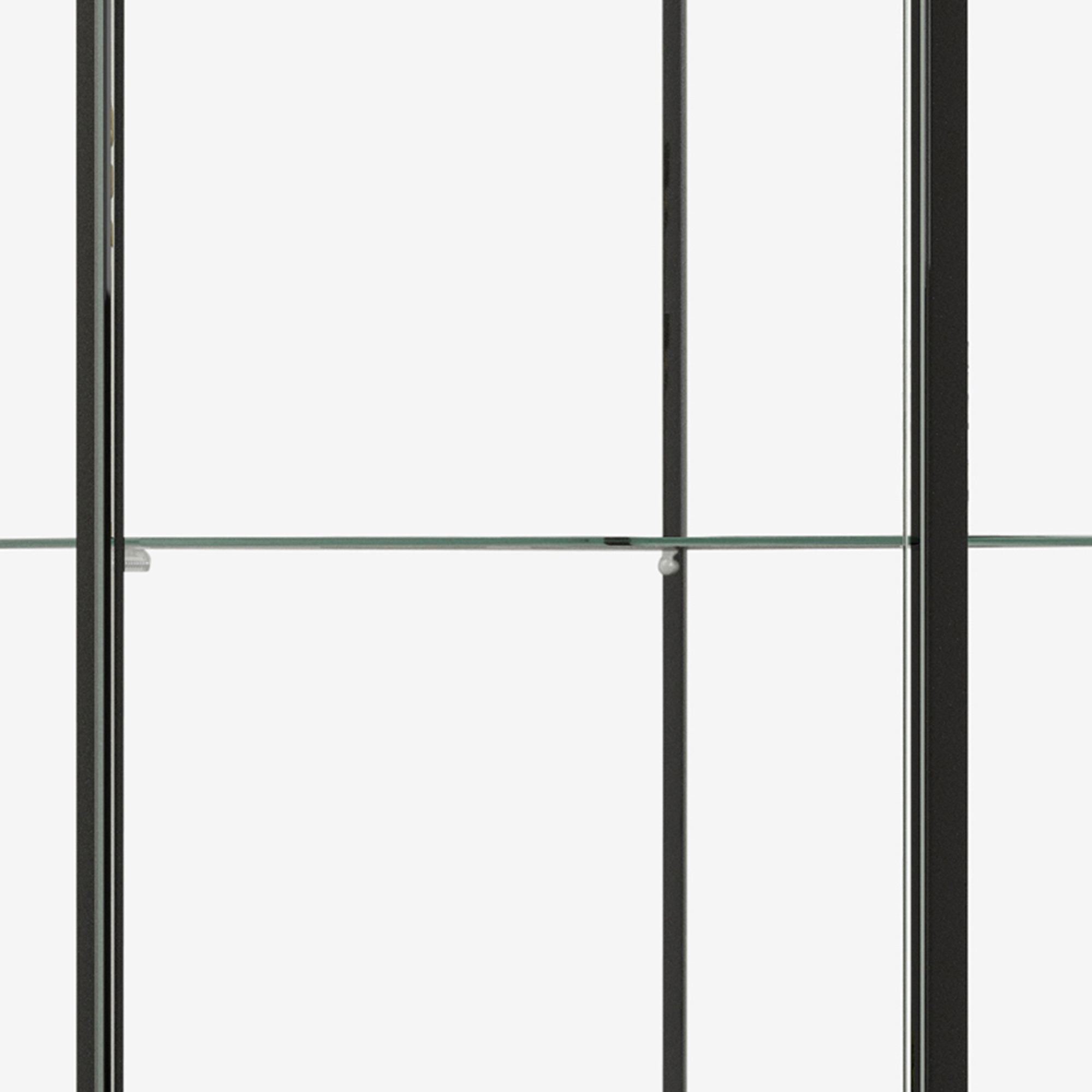 Metal Curio Cabinet with 1 Door and 3 Glass Shelves, Black