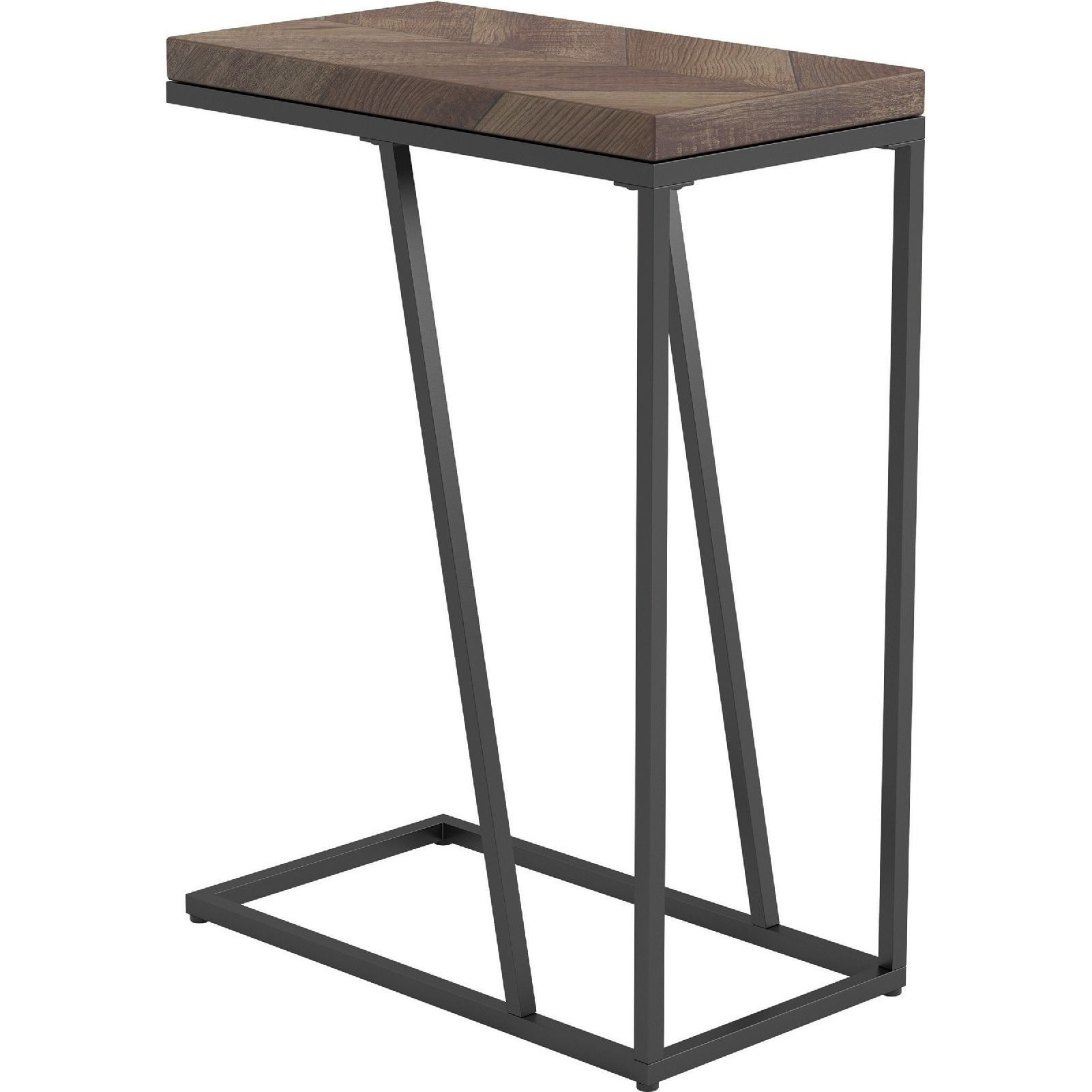 Accent Table with Chevron Pattern Top, Brown