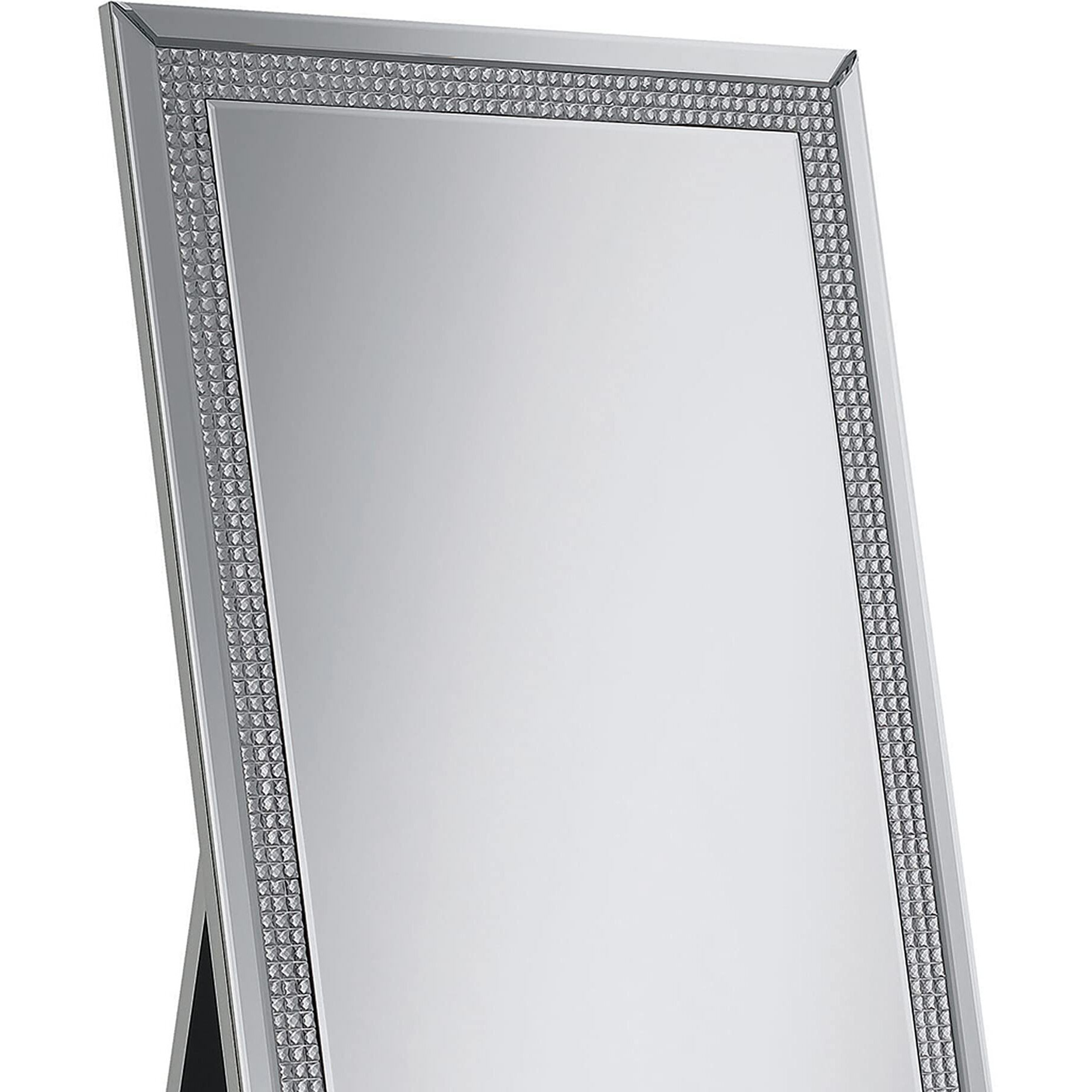 Cheval Mirror with Rhinestone Inlay and Easel Back, Silver