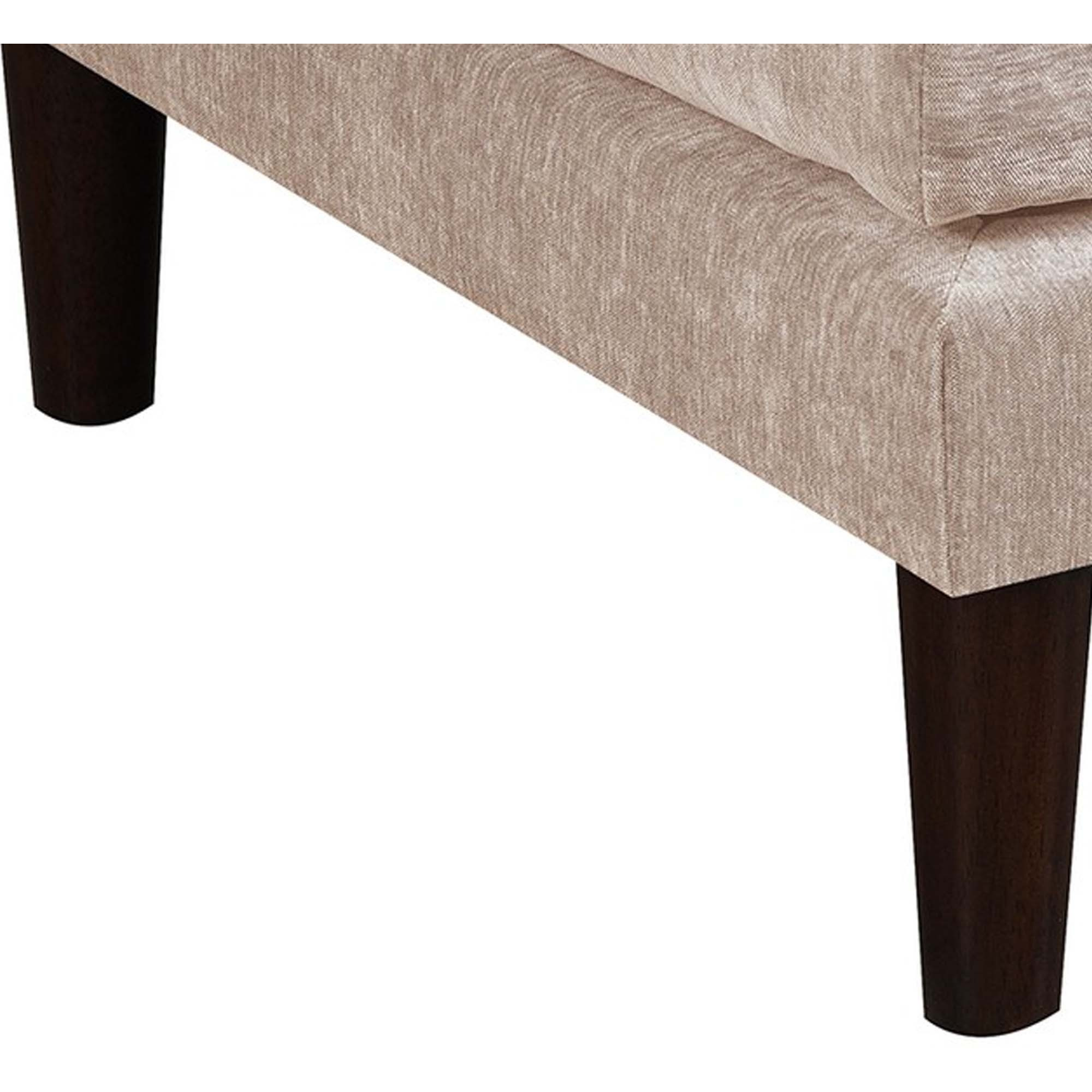 Rio 32 Inch Modular Ottoman, Box Cushion Seat, Wood Legs, Beige Fabric