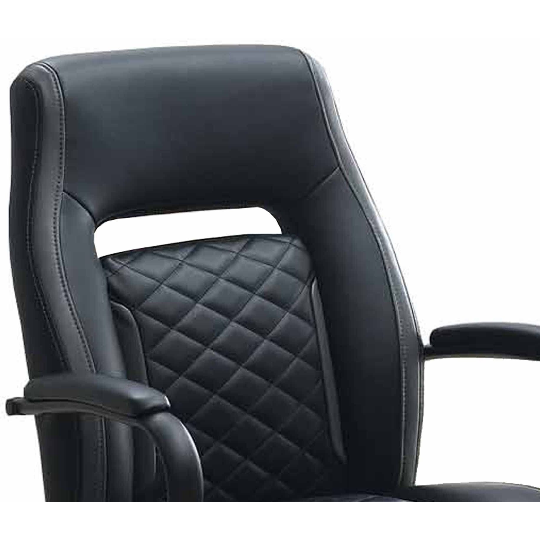 Ida 26 Inch Ergonomic Office Chair, Faux Leather Swivel Seat, Black, Gray