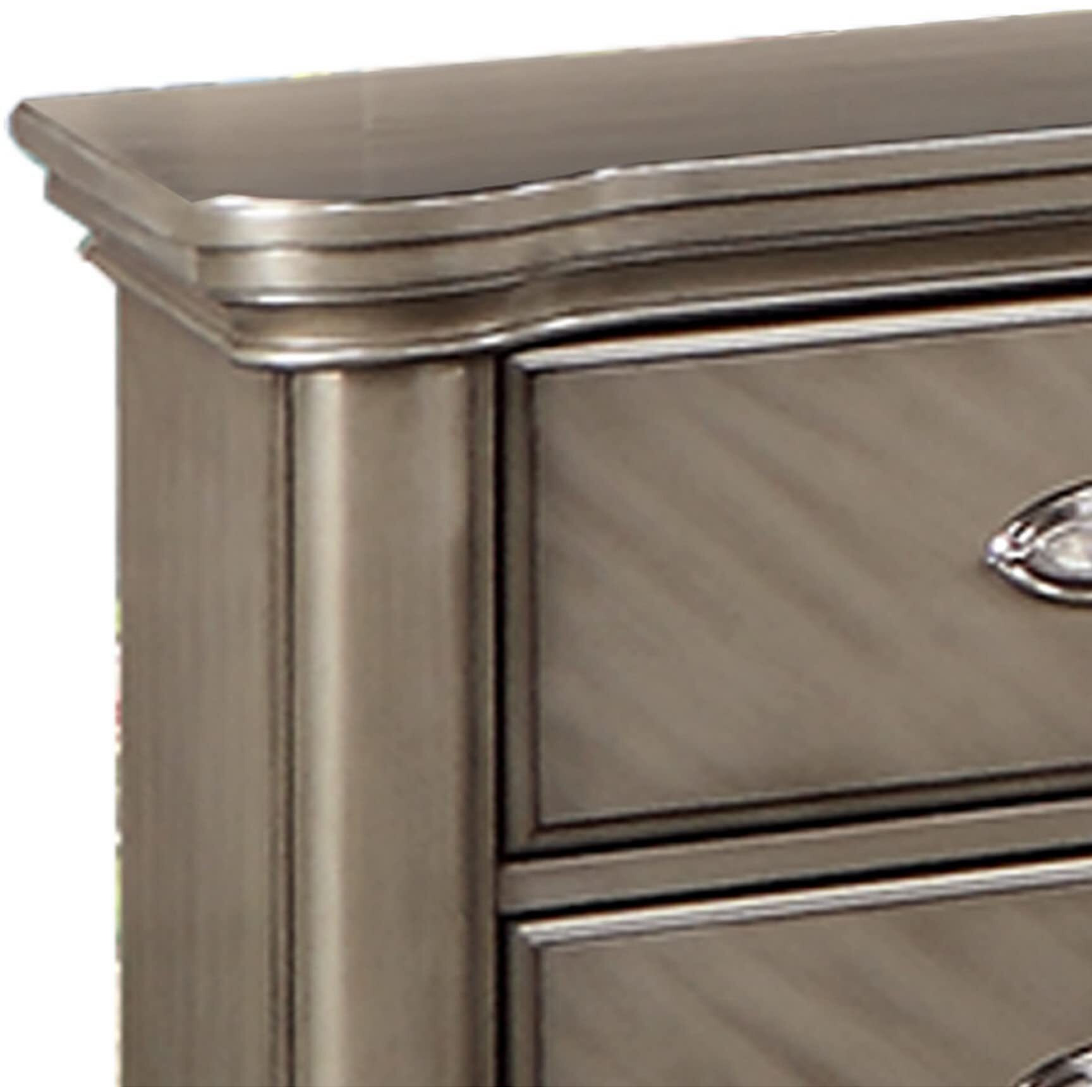 Ada 28 Inch Classic Rustic 2 Drawer Nightstand, Chevron Design, Brown