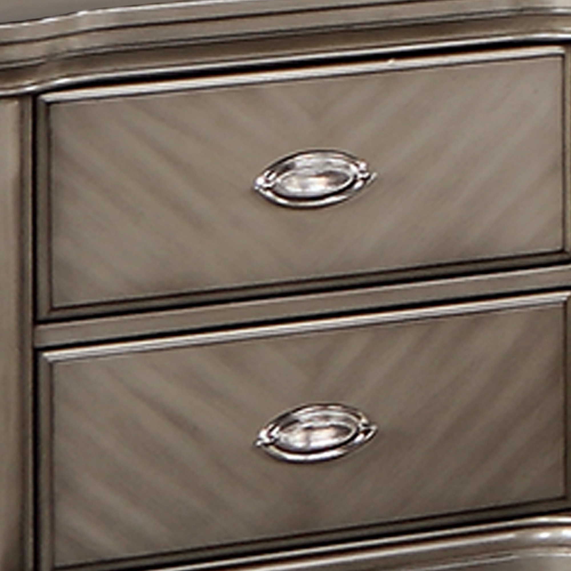 Ada 28 Inch Classic Rustic 2 Drawer Nightstand, Chevron Design, Brown
