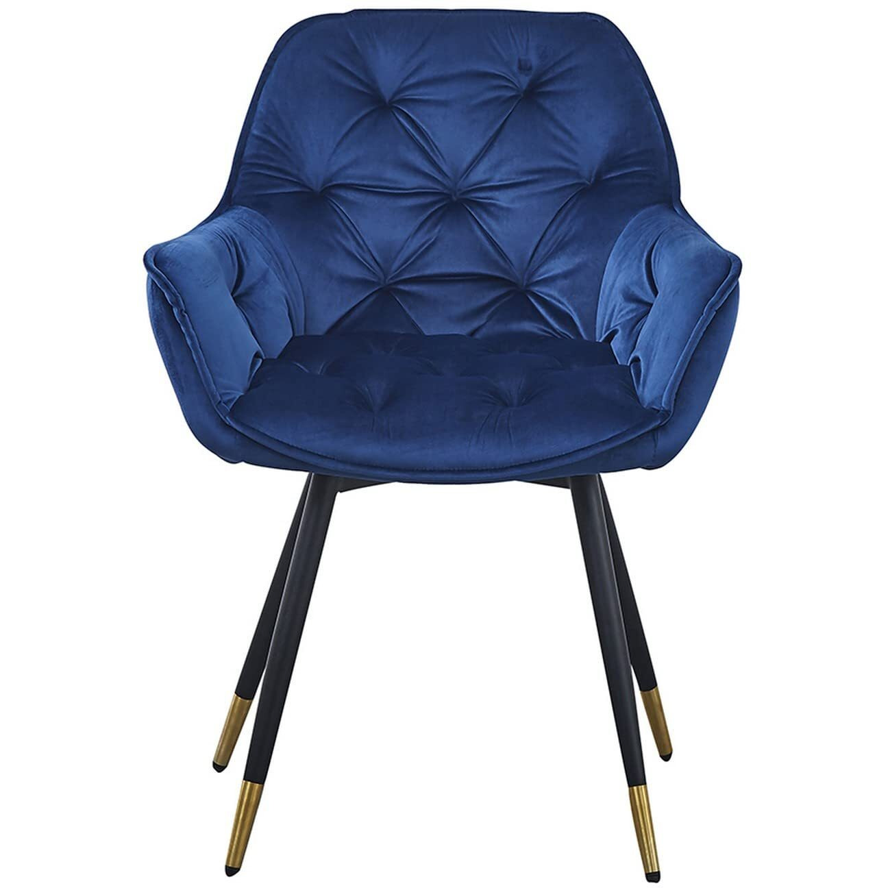 Alix 25 Inch Modern Dining Chair, Button Tufted, Set of 2, Blue, Black