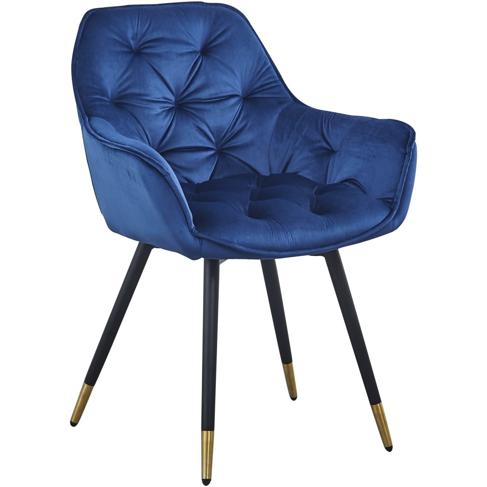 Alix 25 Inch Modern Dining Chair, Button Tufted, Set of 2, Blue, Black