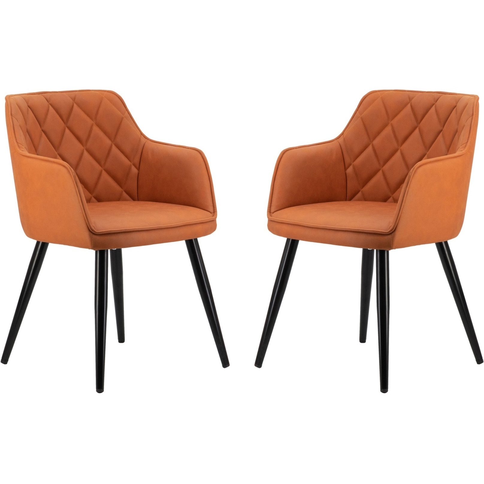 Erin 24 Inch Curved Dining Chair, Orange Fabric, Diamond Pattern Tufting