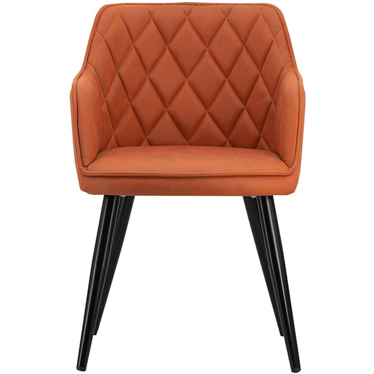 Erin 24 Inch Curved Dining Chair, Orange Fabric, Diamond Pattern Tufting
