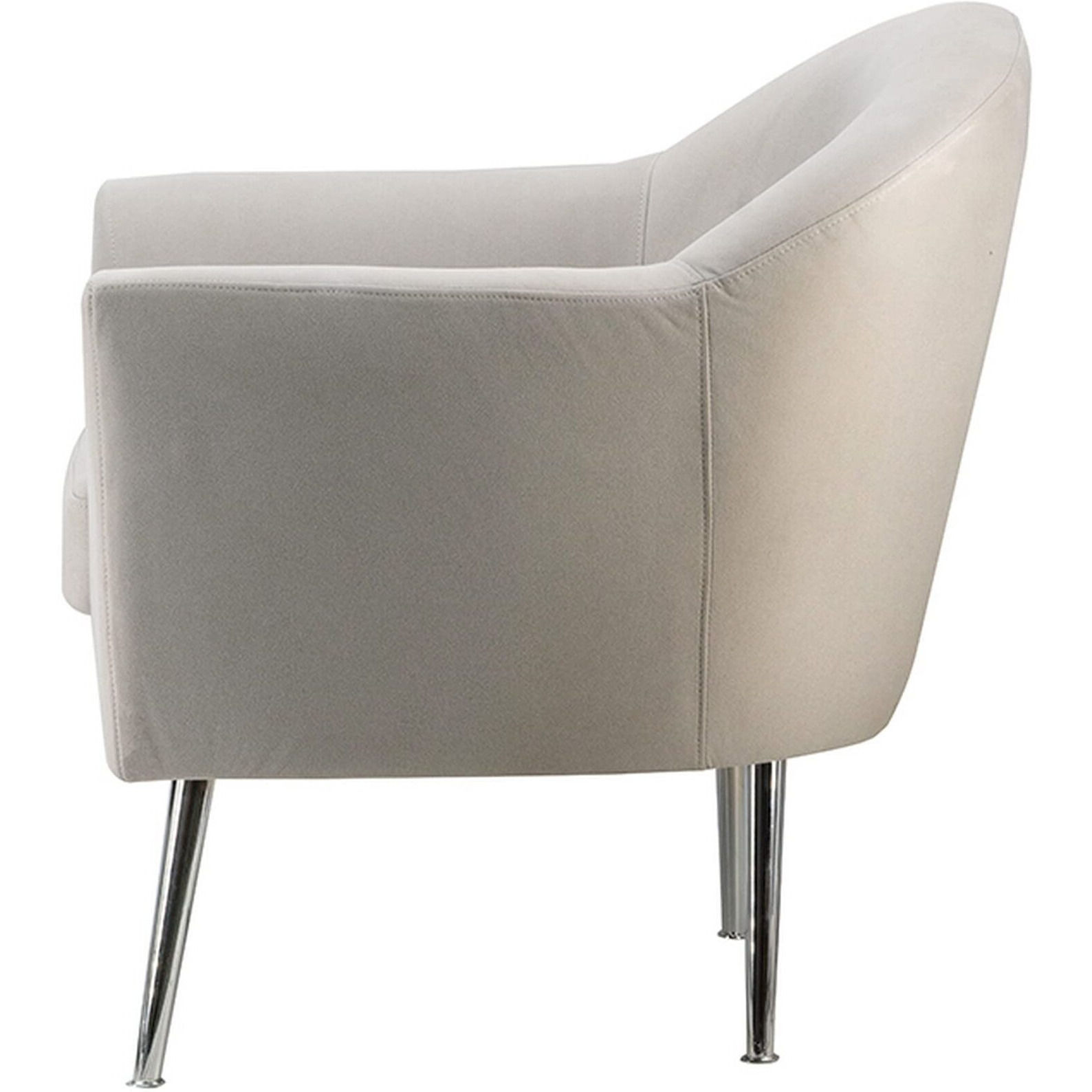 30 Inch Modern Accent Armchair, Fabric Upholstery, Chrome Metal Legs, Ivory