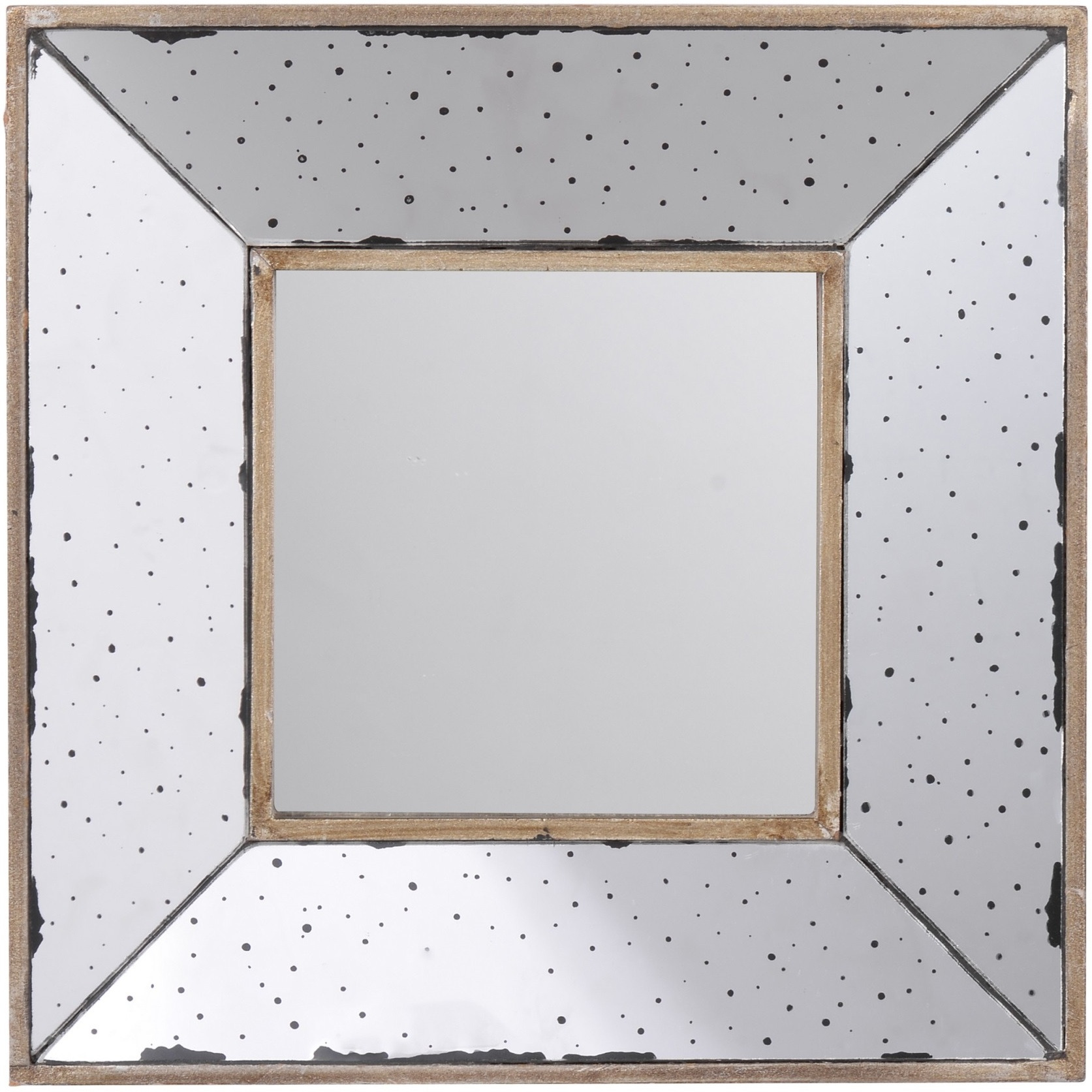 Joe 12 Inch Square Wall Mirror, 3 Dimensional, Speckled Off White and Brown