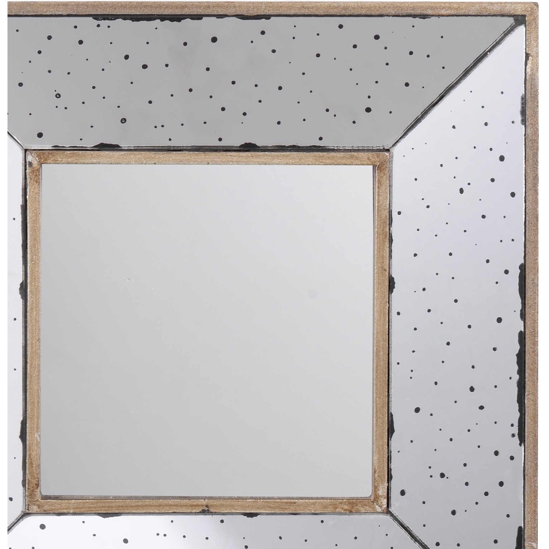 Joe 12 Inch Square Wall Mirror, 3 Dimensional, Speckled Off White and Brown