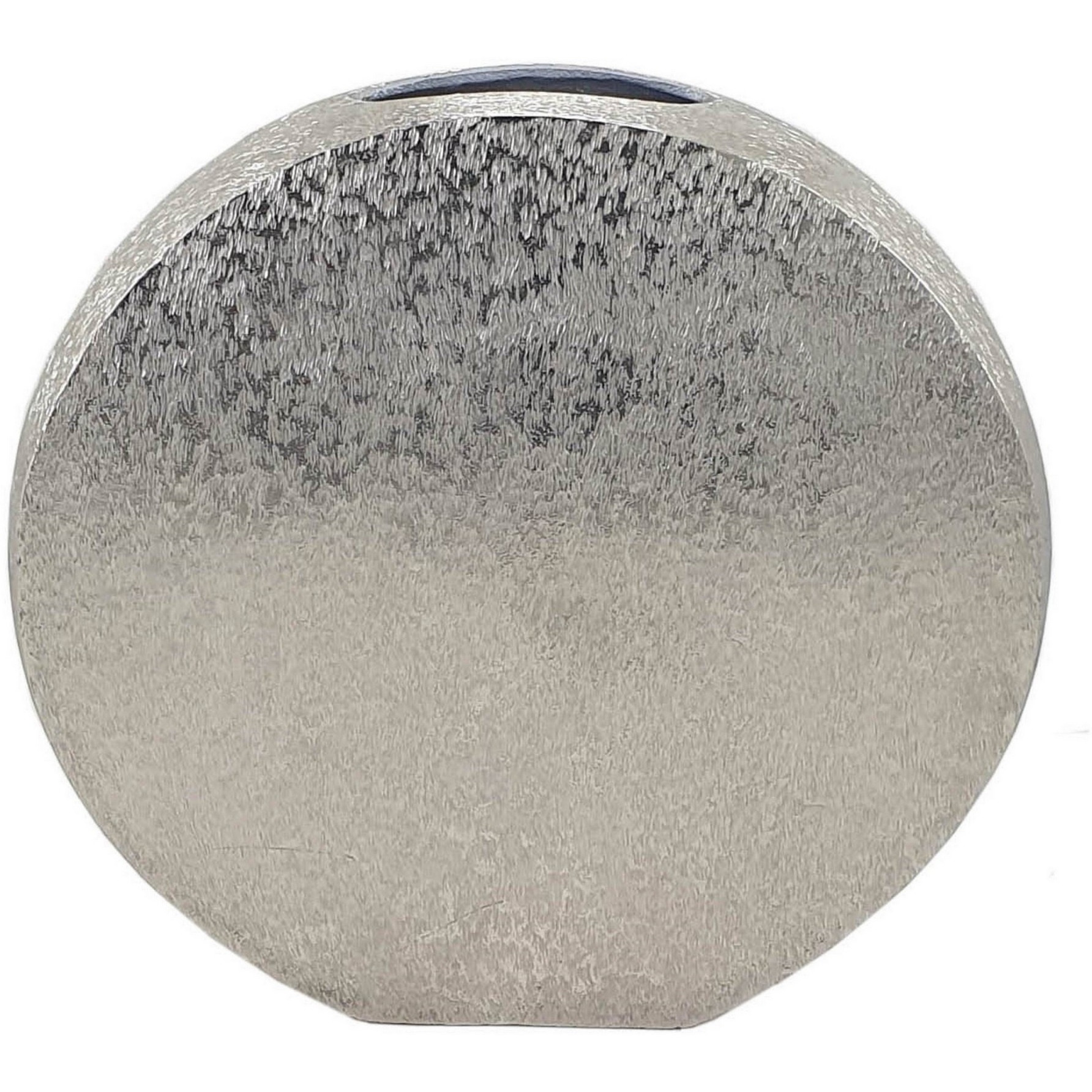 15 Inch Modern Decorative Vase, Round, Silver Finished Aluminum Frame