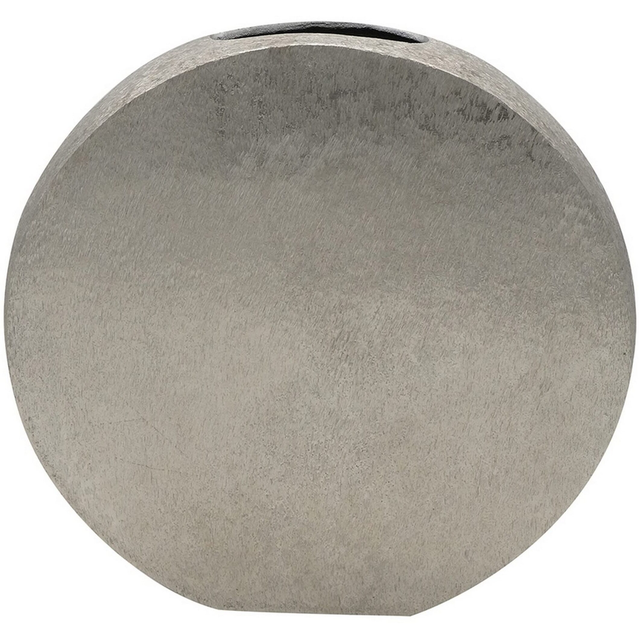 15 Inch Modern Decorative Vase, Round, Silver Finished Aluminum Frame