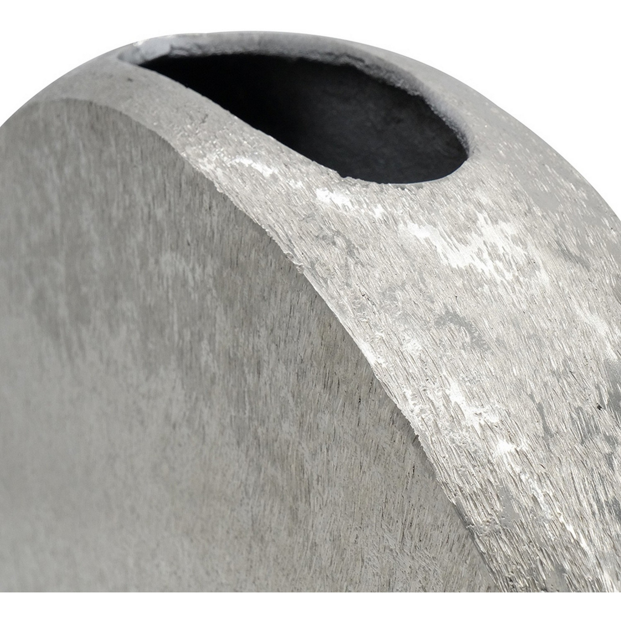 15 Inch Modern Decorative Vase, Round, Silver Finished Aluminum Frame