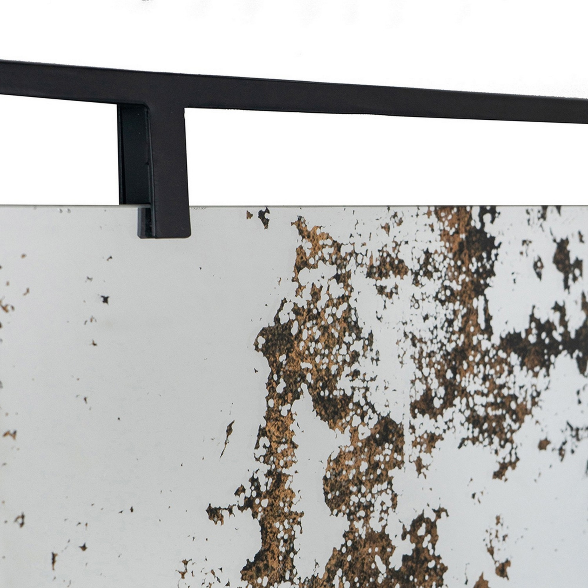 Tui 32 Inch Accent Wall Mirror, Antique Style Rectangular Black Metal Frame