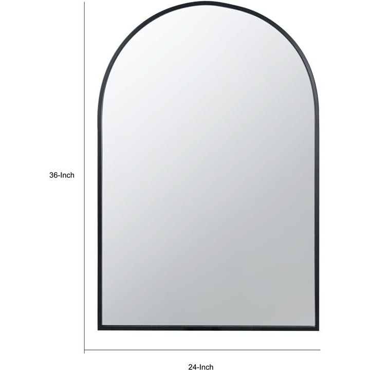 Cod 36 Inch Wall Mounted Mirror, Wide Arched Design Black Metal Frame