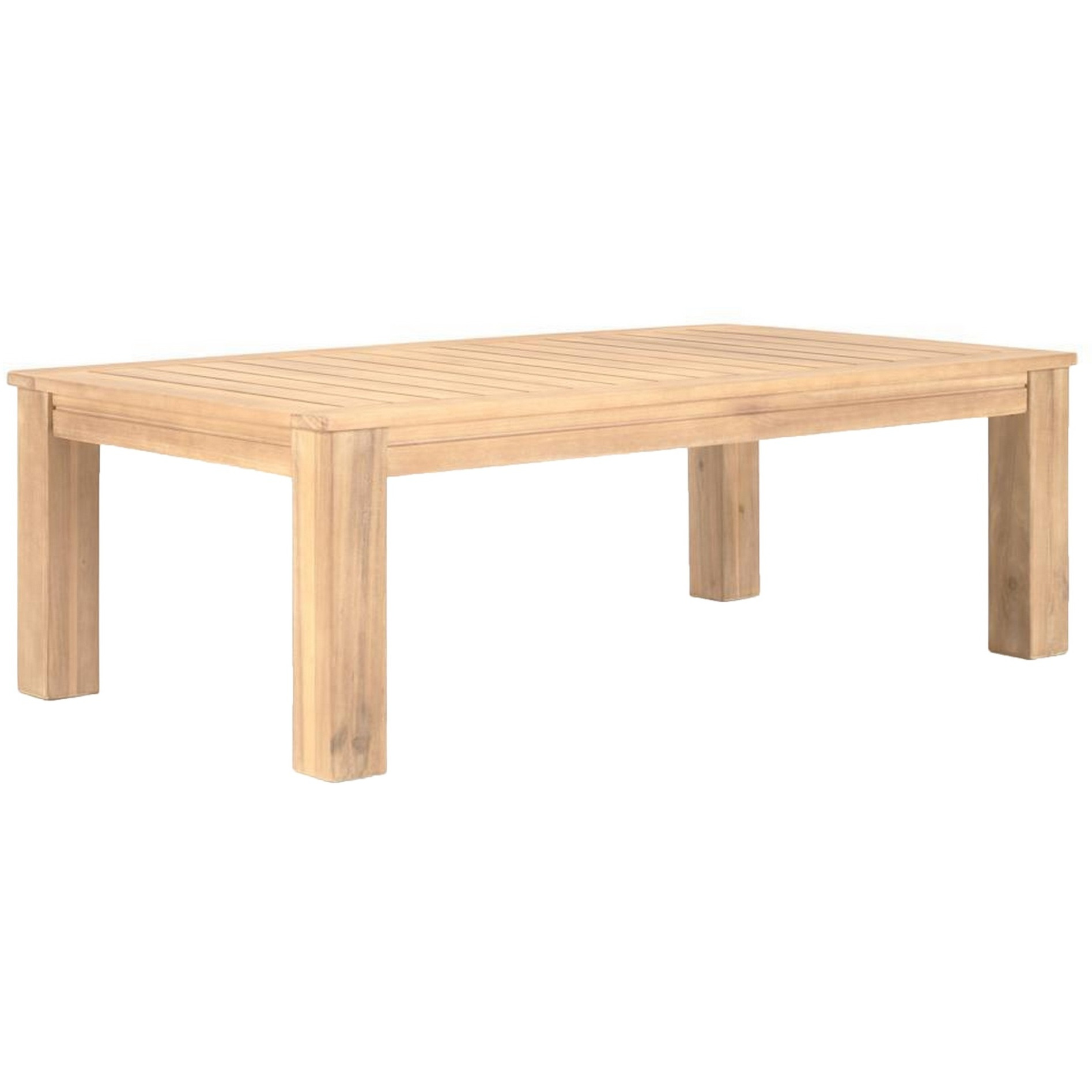 Syka 35 Inch Modern Coffee Table, Acacia Wood, Plank Top, Natural Brown