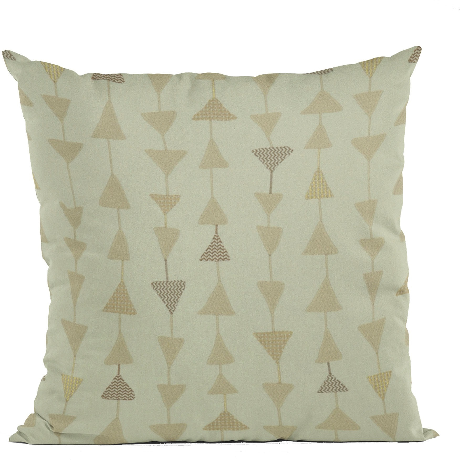 Plutus Natural Manti Embroydery, Some Of The Triangles Have Metalic Threads Luxury Throw Pillow - Double sided  18" x 18"