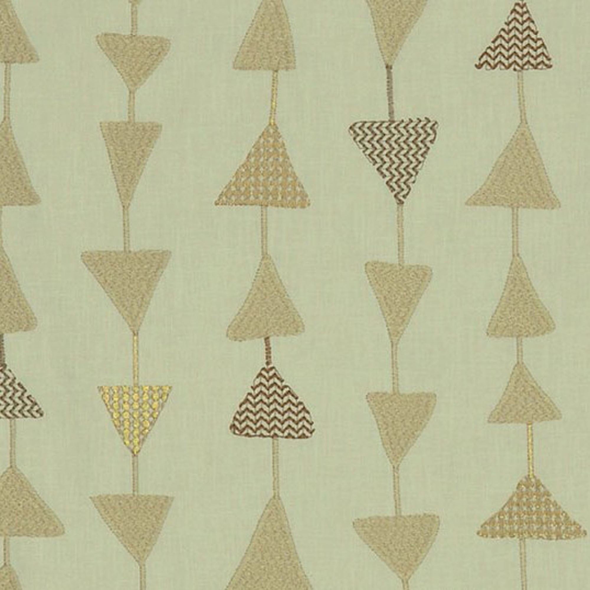 Plutus Natural Manti Embroydery, Some Of The Triangles Have Metalic Threads Luxury Throw Pillow - Double sided  18" x 18"