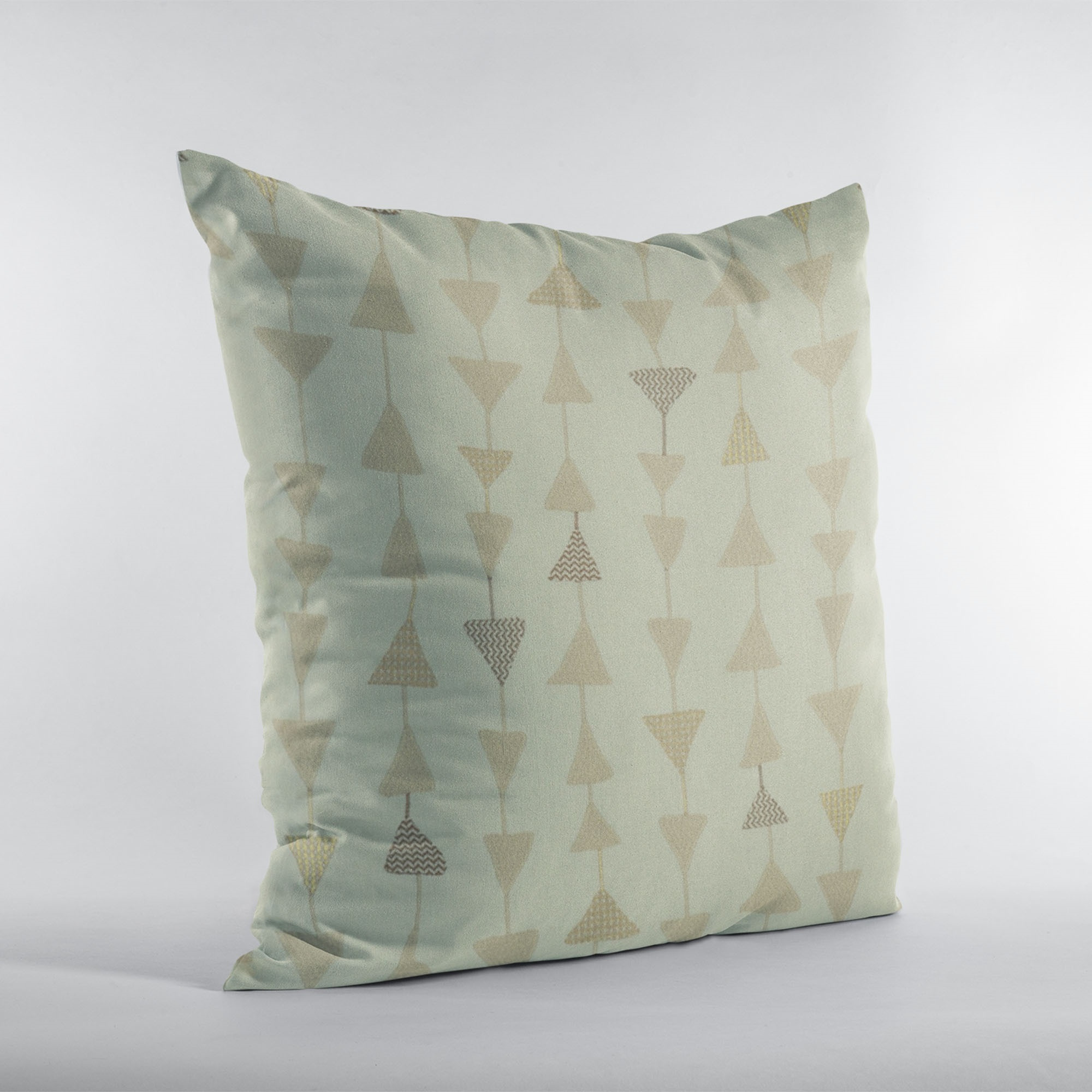 Plutus Natural Manti Embroydery, Some Of The Triangles Have Metalic Threads Luxury Throw Pillow - Double sided  18" x 18"