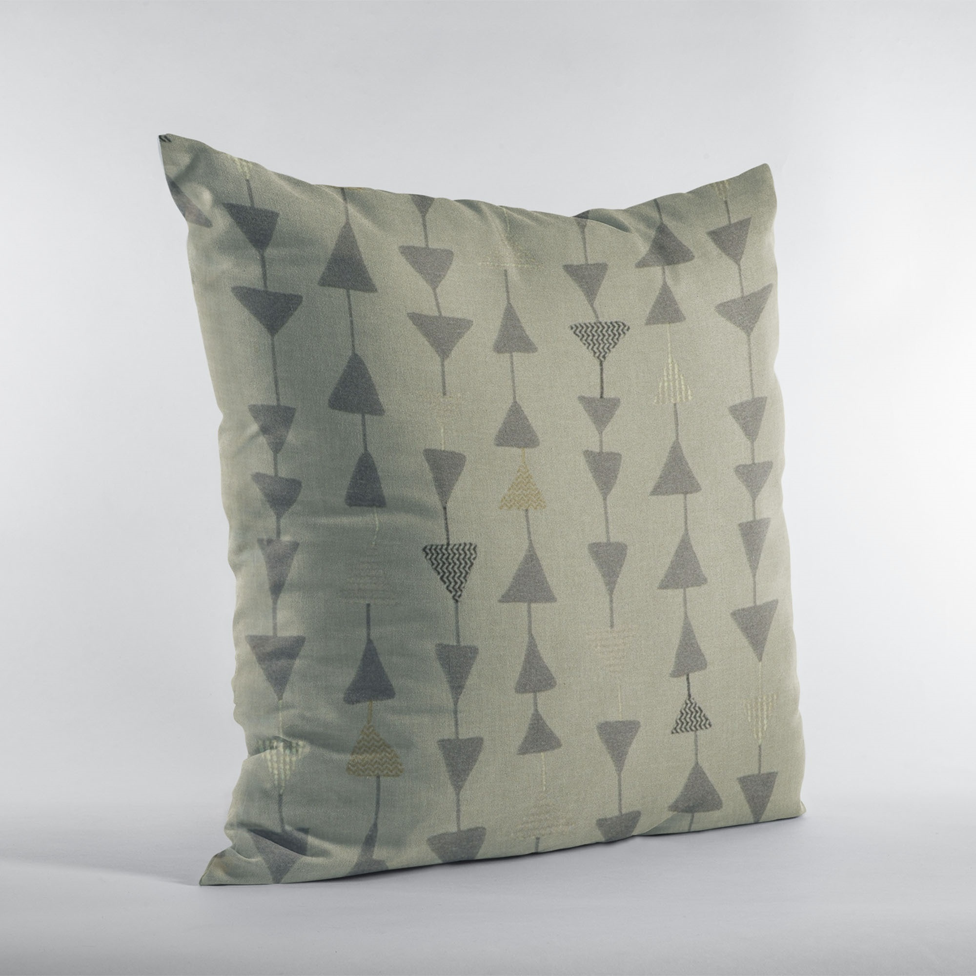 Plutus Pebble Manti Embroydery, Some Of The Triangles Have Metalic Threads Luxury Throw Pillow - Double sided  12" x 20"