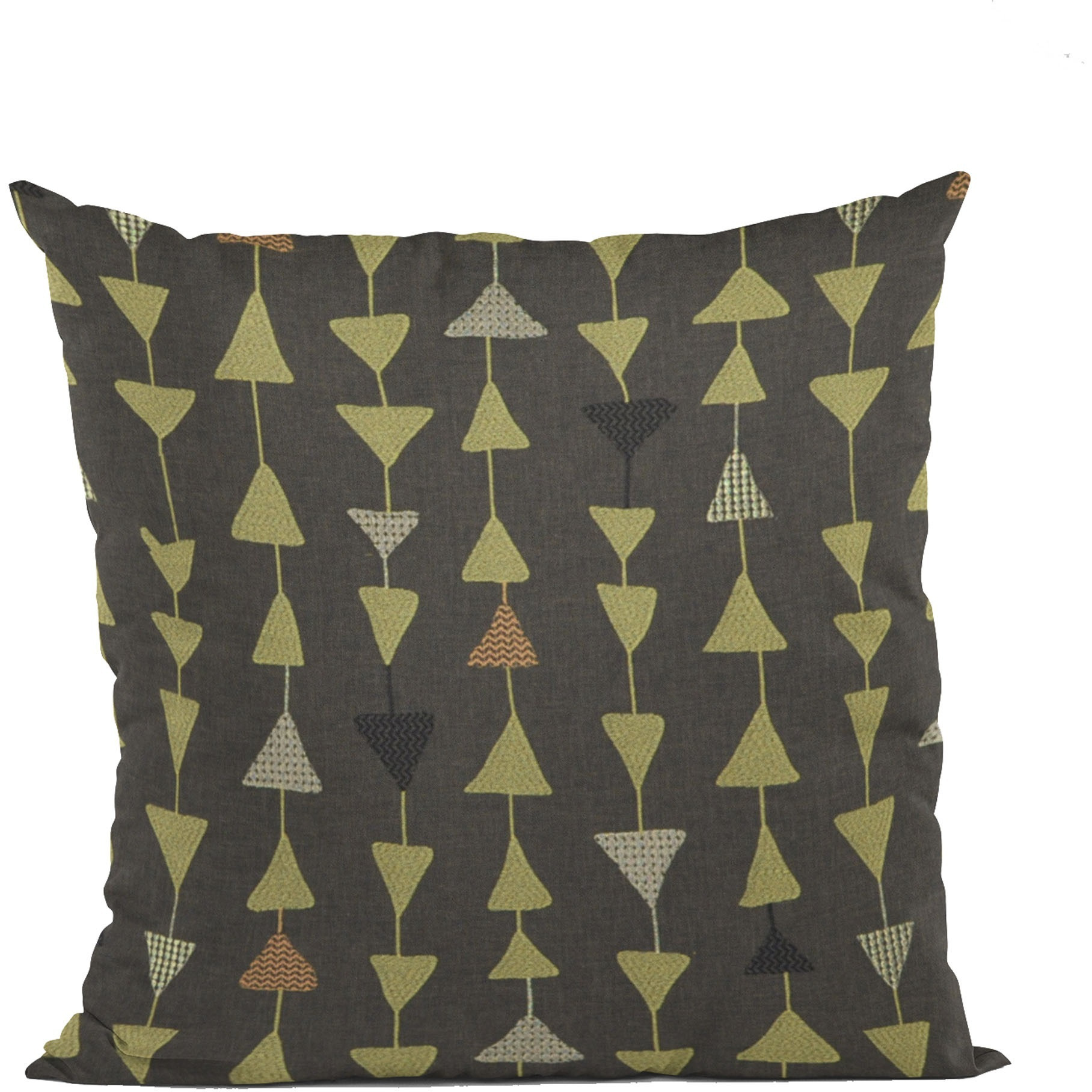 Plutus River Rock Manti Embroydery, Some Of The Triangles Have Metalic Threads Luxury Throw Pillow - Double sided  12" x 20"
