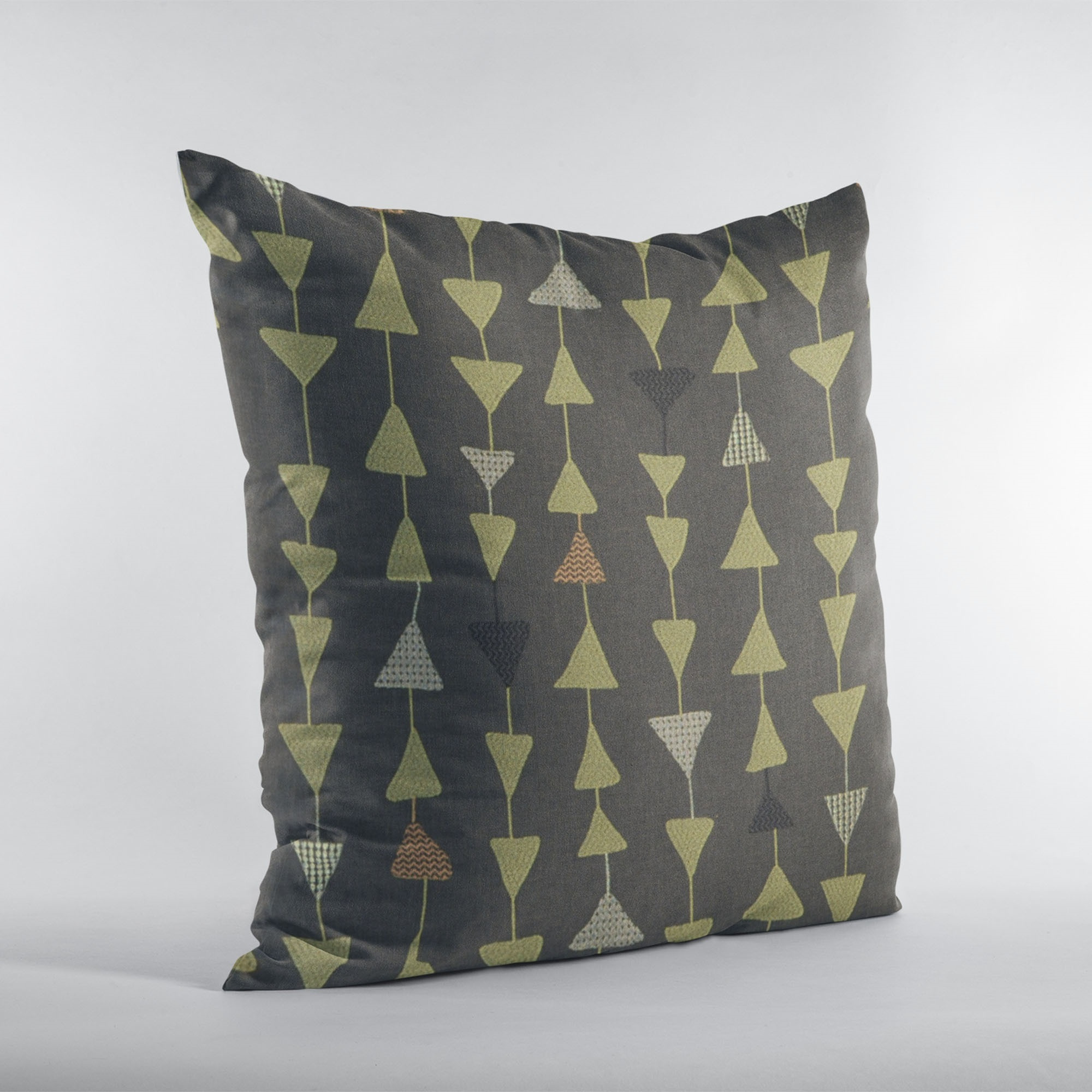 Plutus River Rock Manti Embroydery, Some Of The Triangles Have Metalic Threads Luxury Throw Pillow - Double sided  12" x 20"