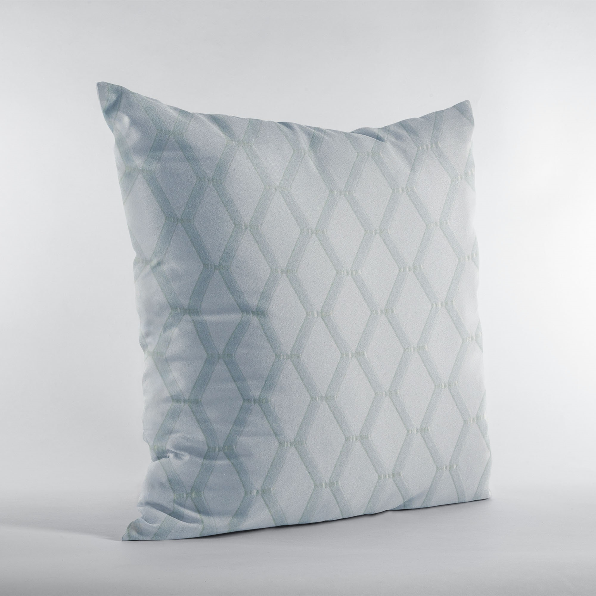 Plutus Silver Diamond Shiny Fabric With Embroydery Luxury Throw Pillow - Double sided  18" x 18"