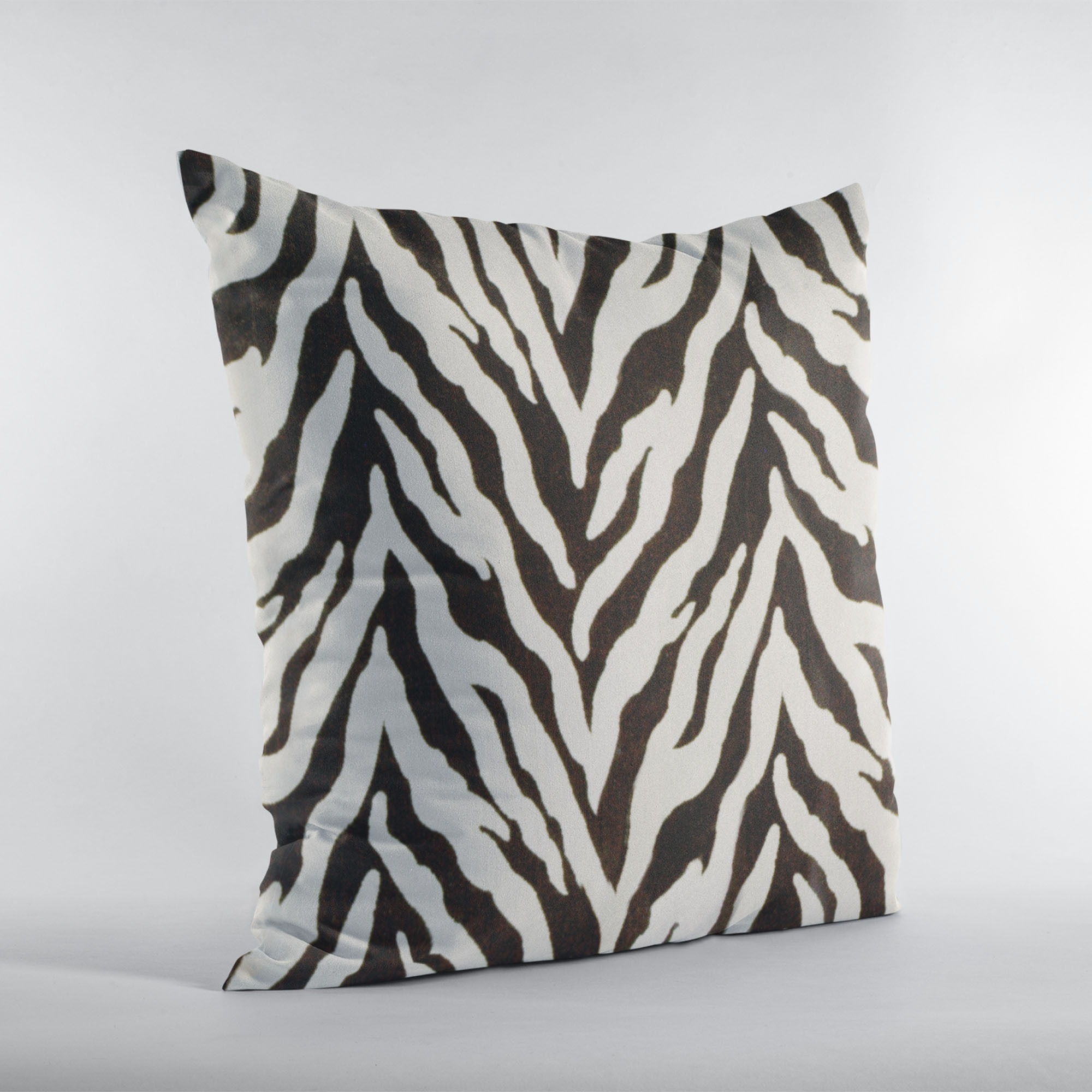 Plutus Ebony/Ivory Zebra Zebra Print Velvet Luxury Throw Pillow - Double sided  20" x 20"