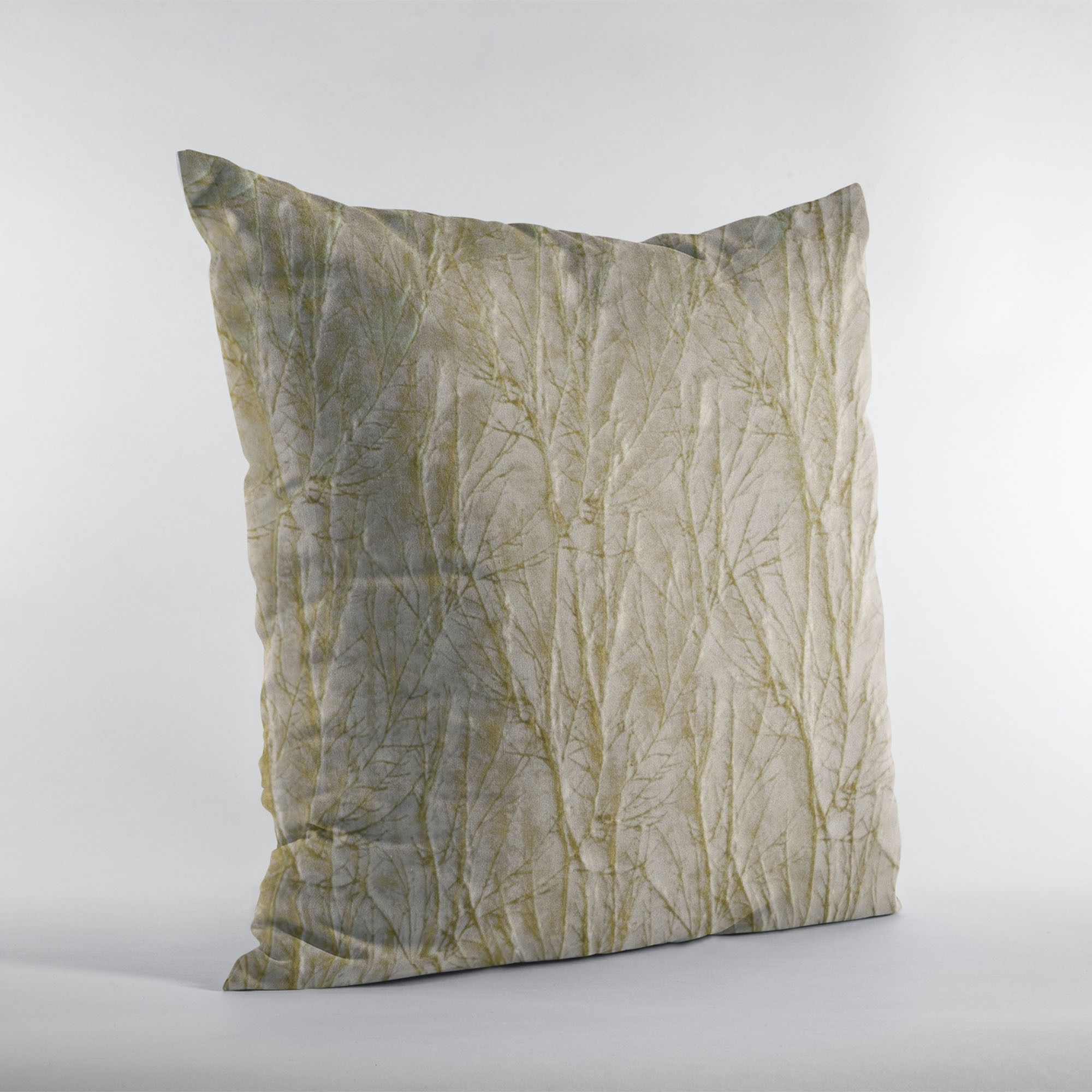 Plutus Golden Yarns Shiny Fabric With Twig Pattern Luxury Throw Pillow - Double sided  18" x 18"