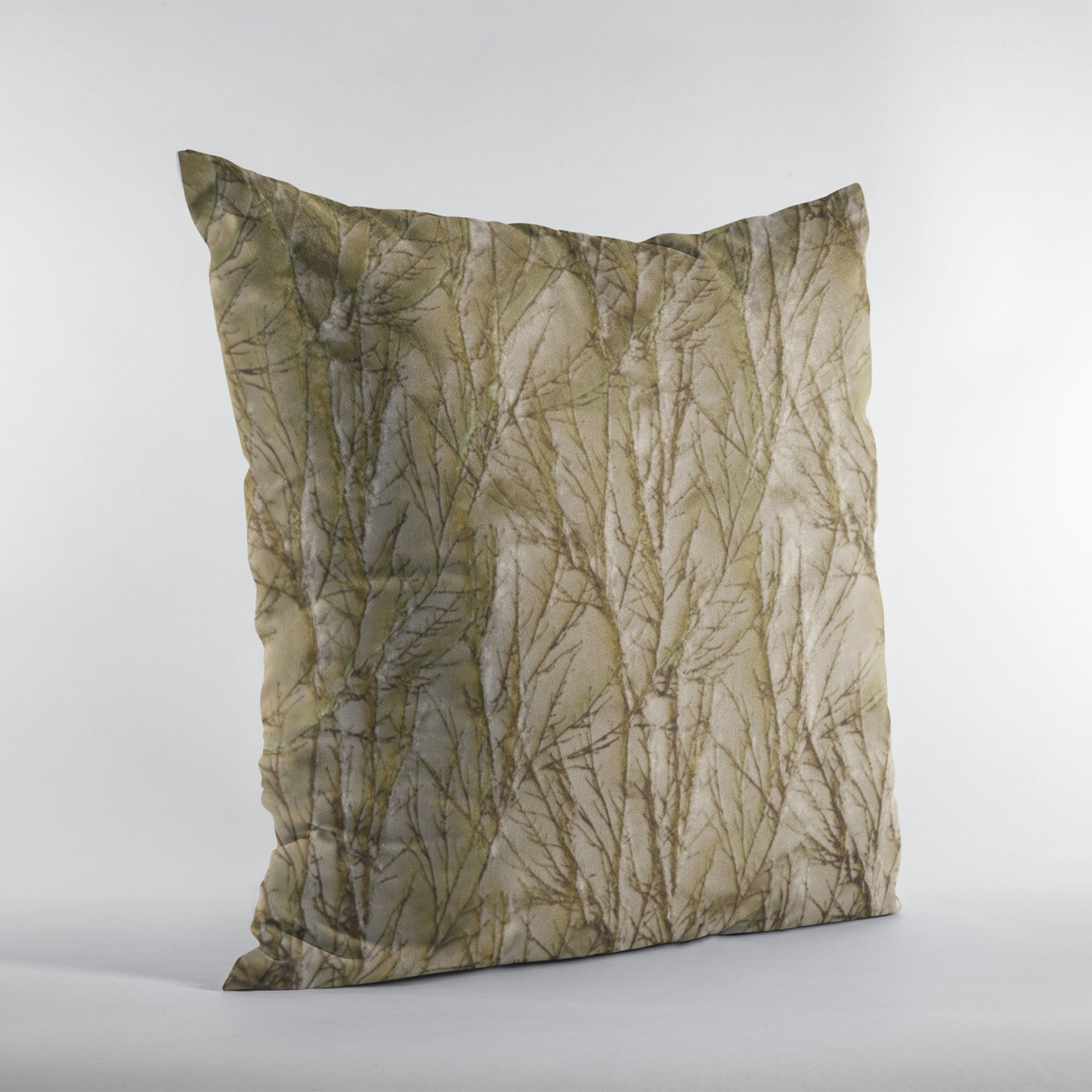 Plutus Burnished Bronze Yarns Shiny Fabric With Twig Pattern Luxury Throw Pillow - Double sided  20" x 30" Queen
