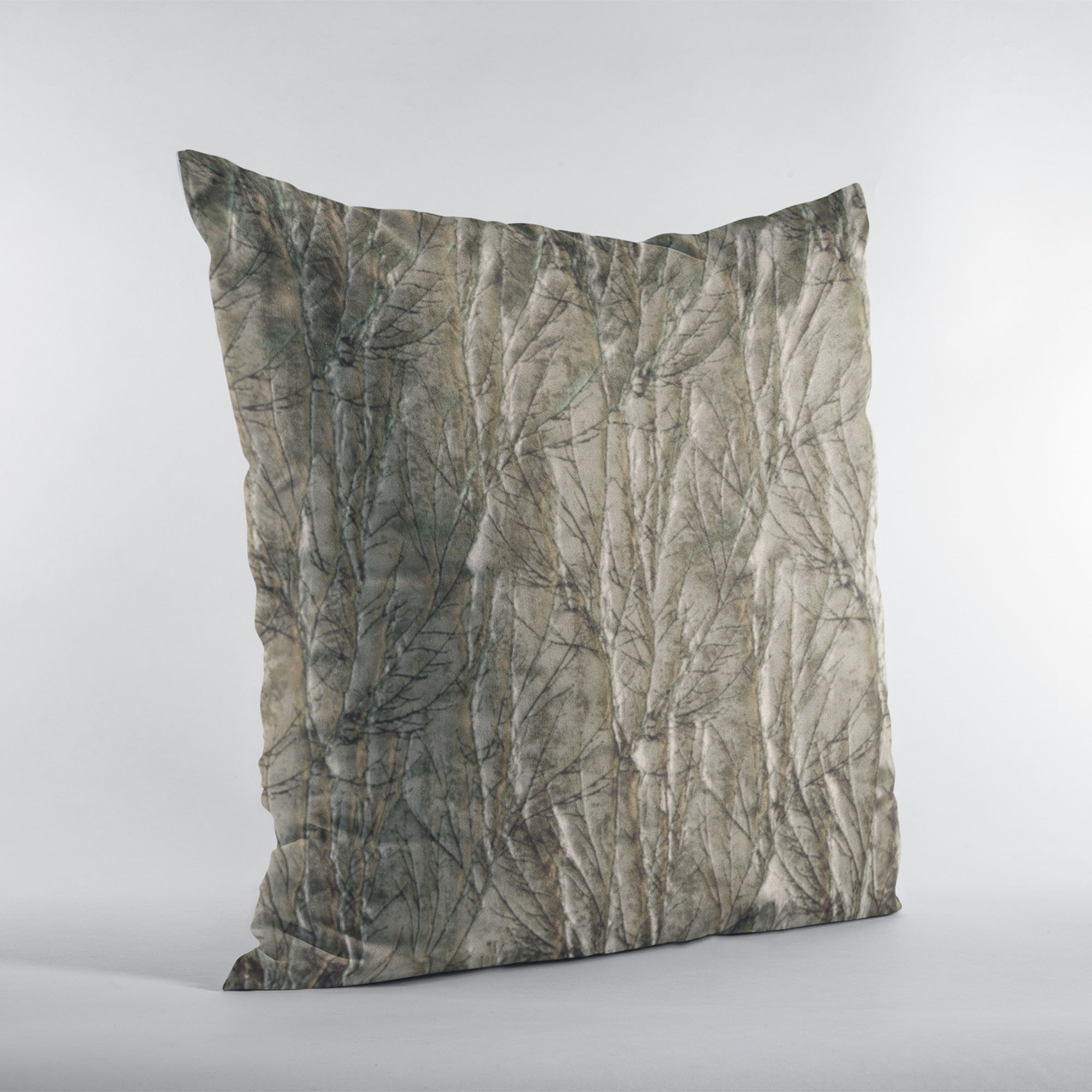 Plutus Gunmetal Yarns Shiny Fabric With Twig Pattern Luxury Throw Pillow - Double sided  20" x 26" Standard
