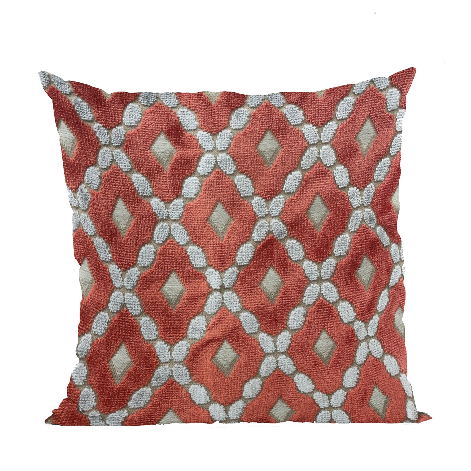 Plutus Velvet Majestic Red, Gray Handmade Luxury Pillow - Double sided  26" x 26"