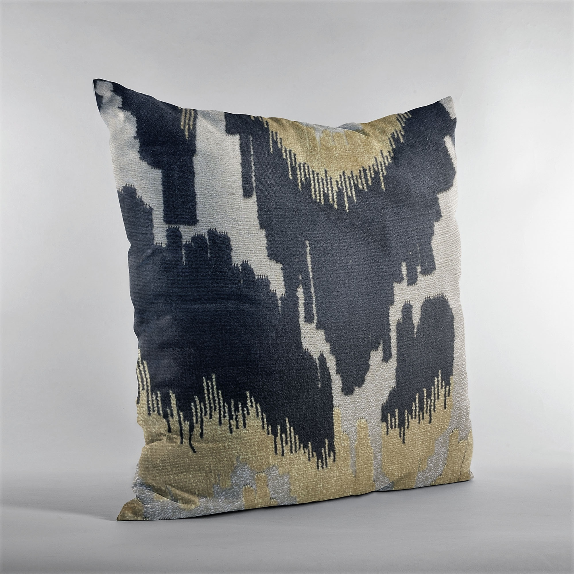 Plutus Velvet Glamour Black, Gold, Cream Handmade Luxury Pillow - Double sided  20" x 20"
