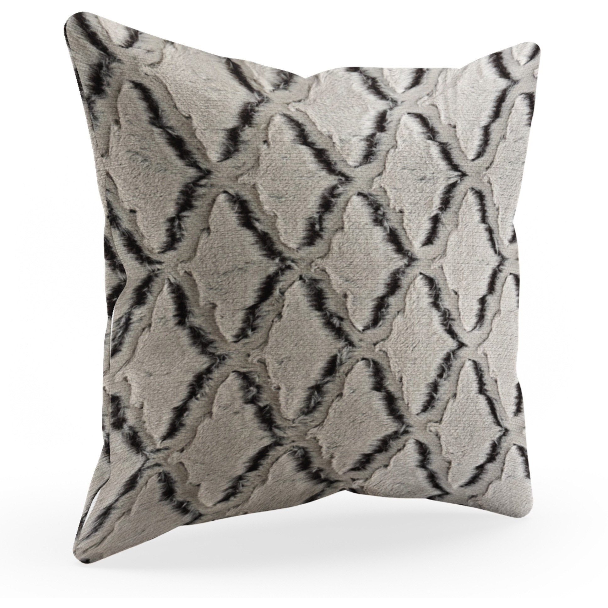 Plutus Brown Beige Diamond Animal Faux Fur Luxury Throw Pillow - Double sided  20" x 30" Queen
