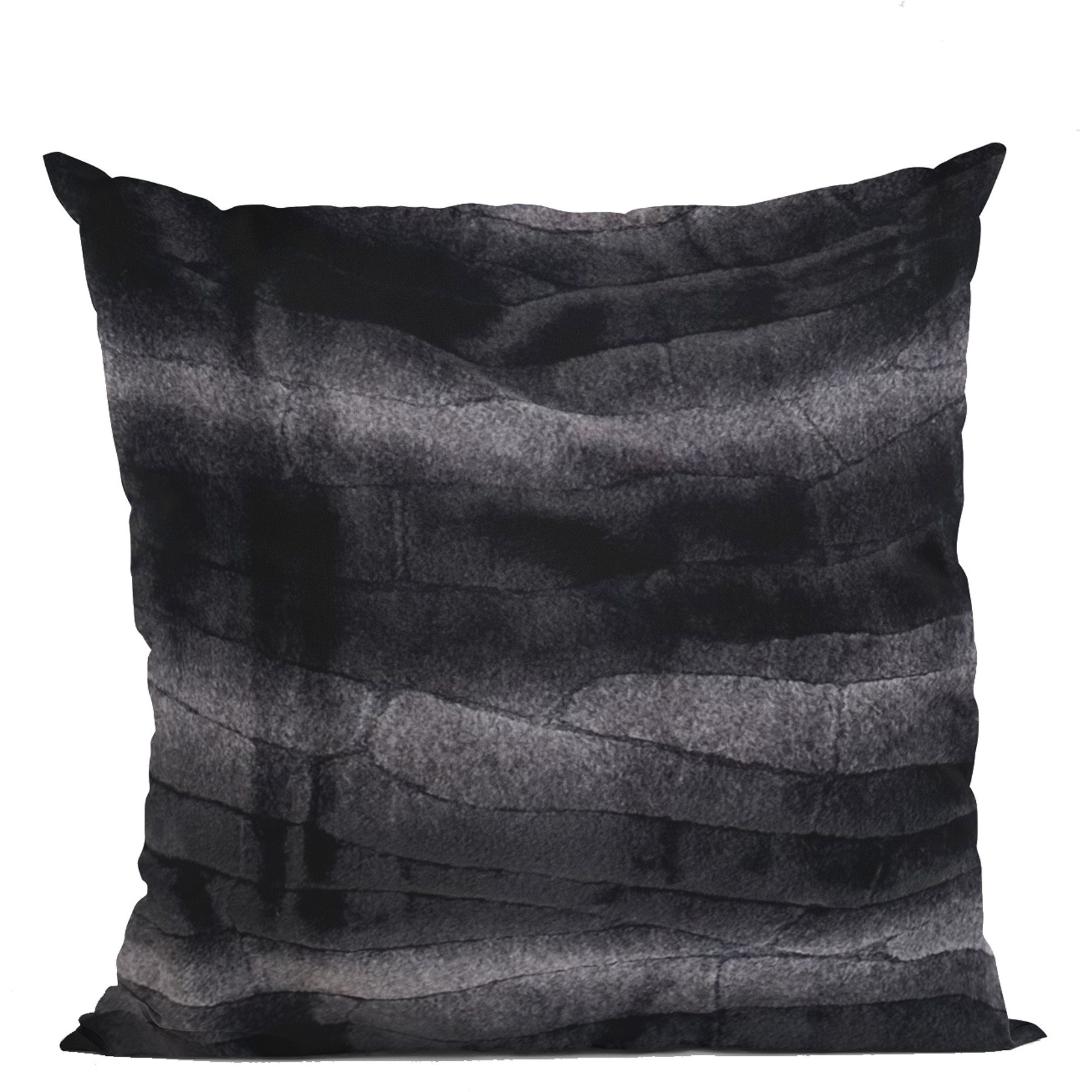 Plutus Black Graphite Furever Animal Faux Fur Luxury Throw Pillow - Double sided  24" x 24"