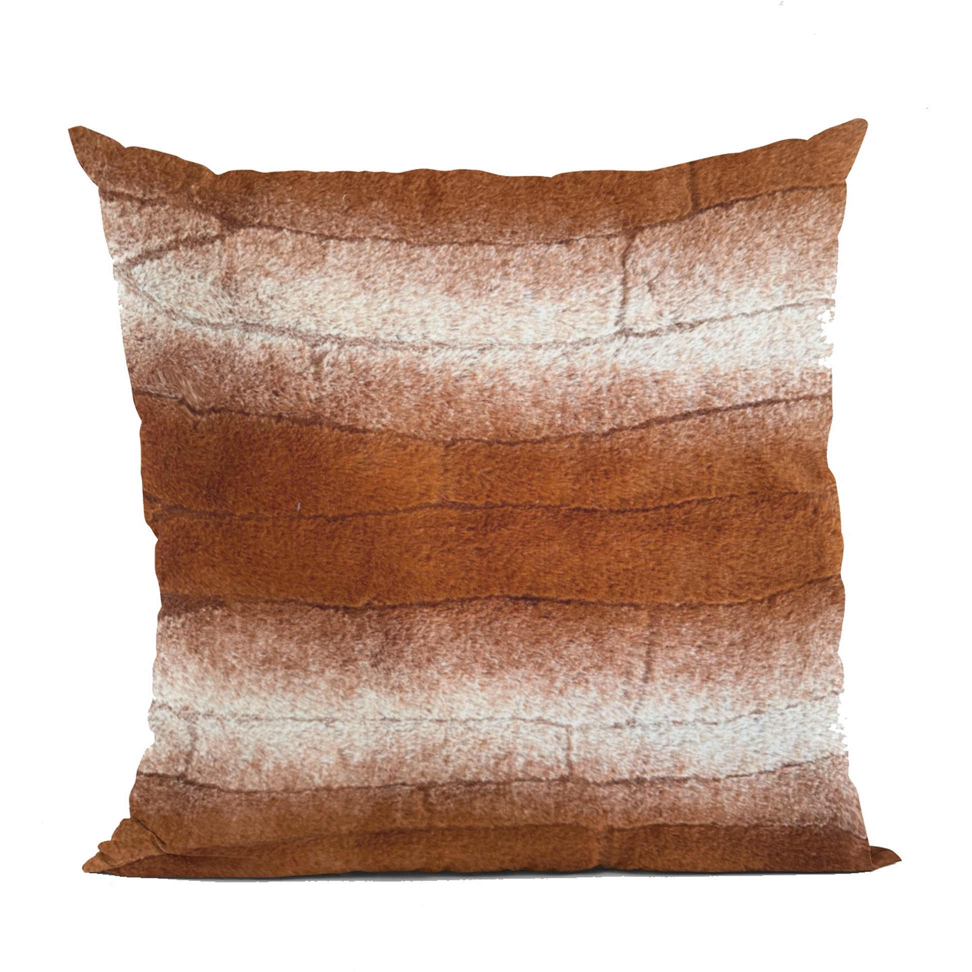 Plutus Orange Brown Furever Animal Faux Fur Luxury Throw Pillow - Double sided  20" x 20"