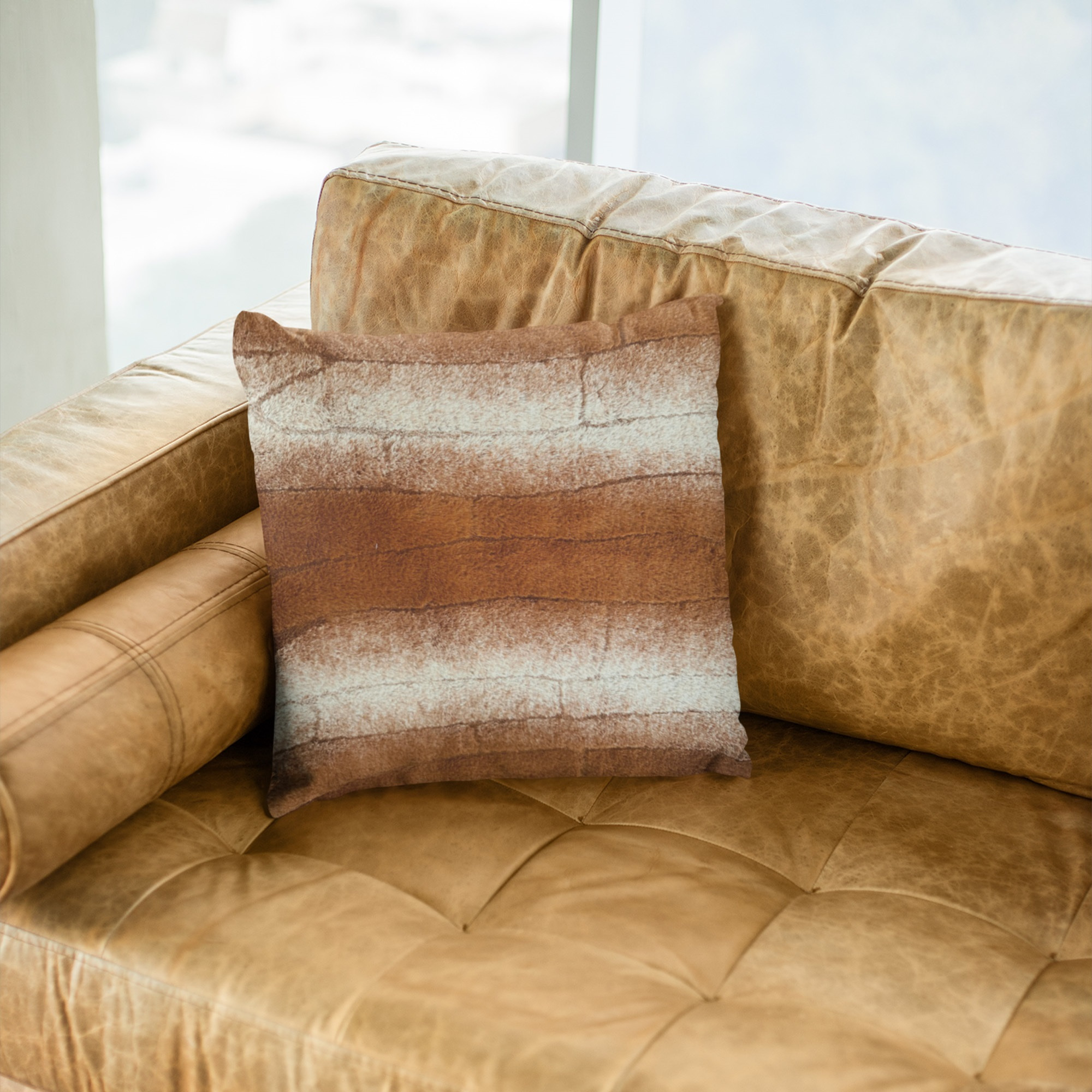 Plutus Orange Brown Furever Animal Faux Fur Luxury Throw Pillow - Double sided  20" x 20"