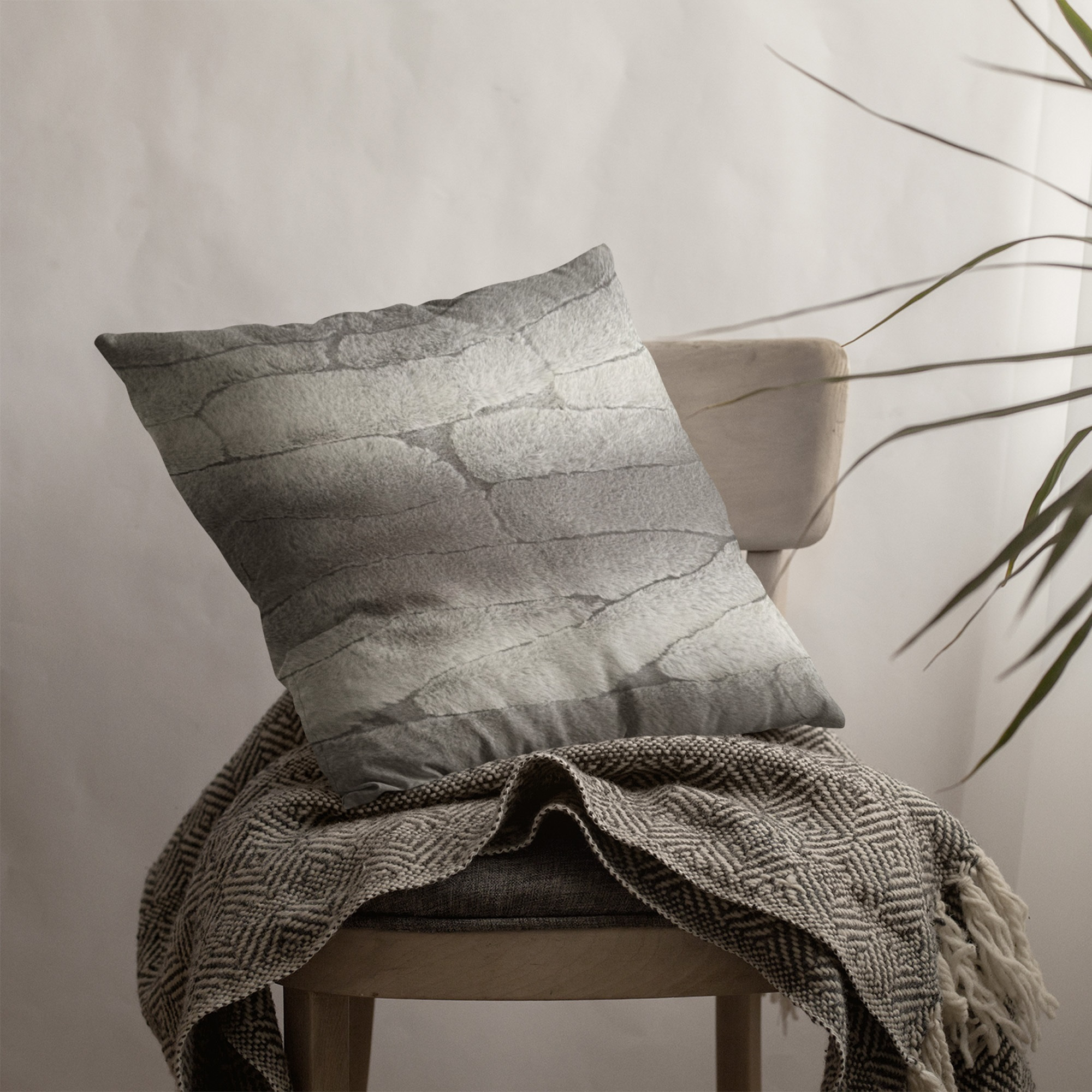 Plutus Gray Silver Furever Animal Faux Fur Luxury Throw Pillow - Double sided  20" x 26" Standard