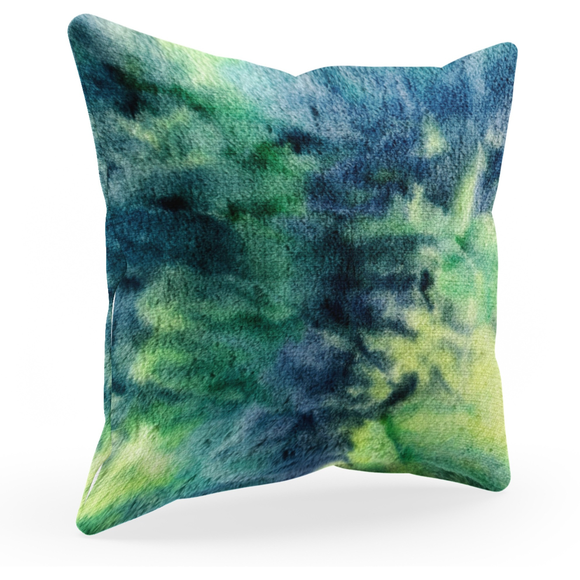 Plutus Green Yellow Blue Northern Lights Animal Faux Fur Luxury Throw Pillow - Double sided  16" x 16"