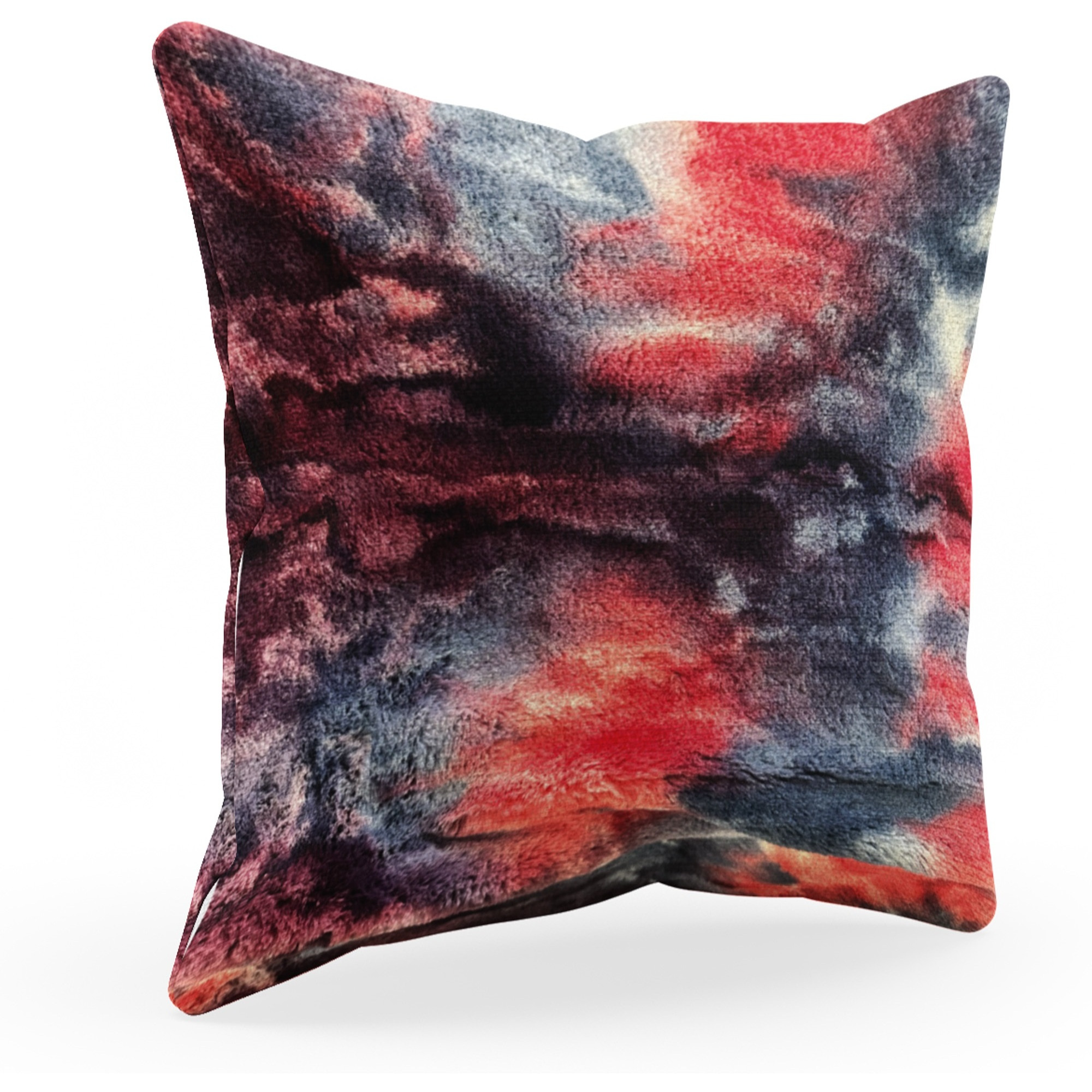 Plutus Blue Red White Fureal Animal Faux Fur Luxury Throw Pillow - Double sided  20" x 26" Standard