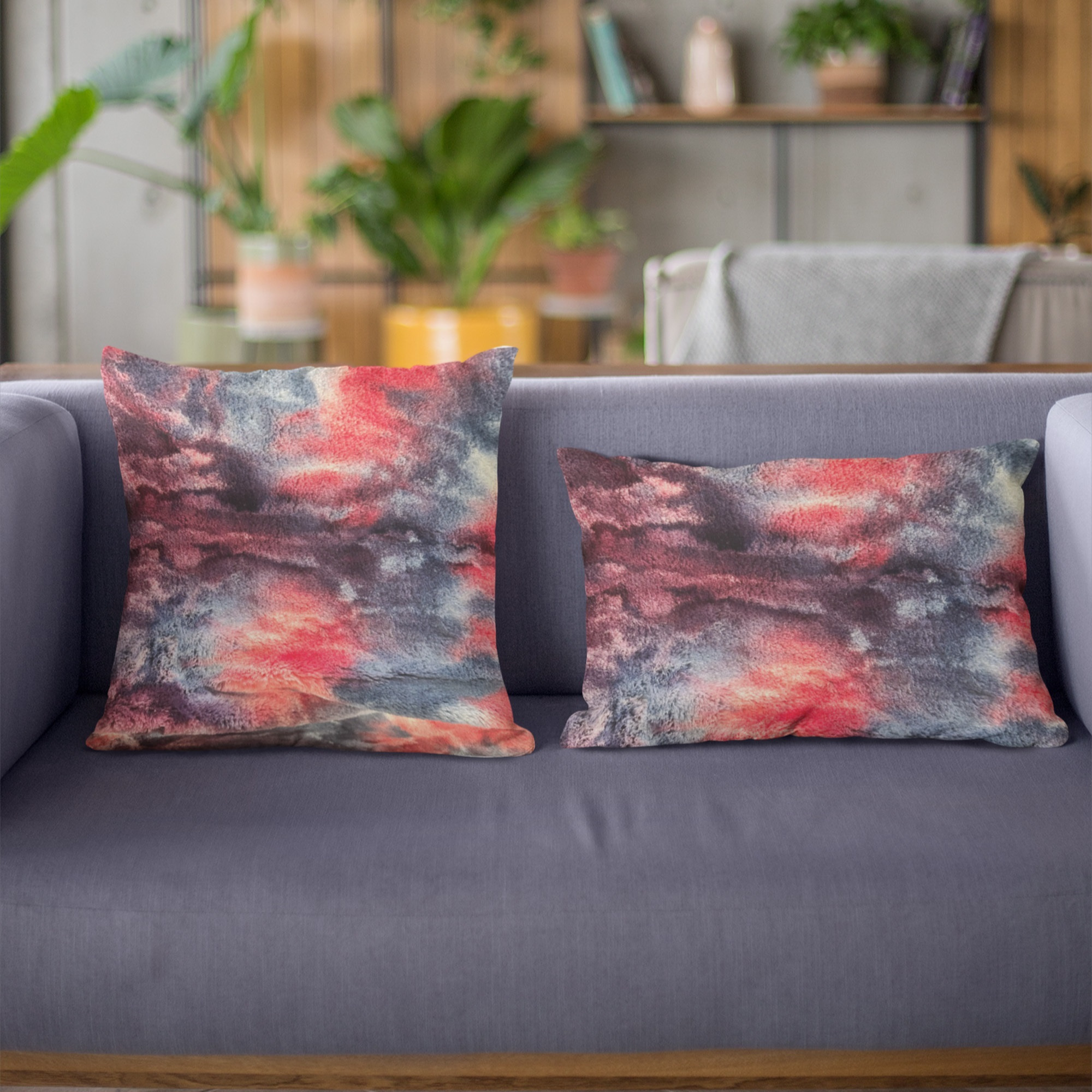 Plutus Blue Red White Fureal Animal Faux Fur Luxury Throw Pillow - Double sided  20" x 26" Standard